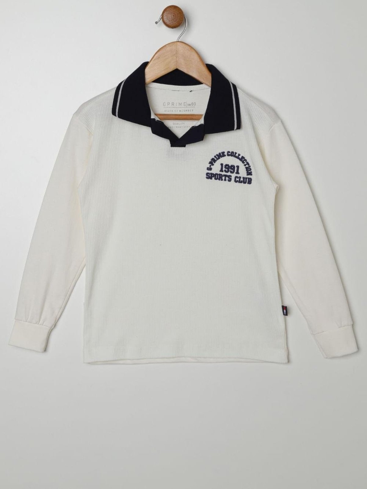 Infantil - Polo Manga Longa Para Menino - OFF WHITE