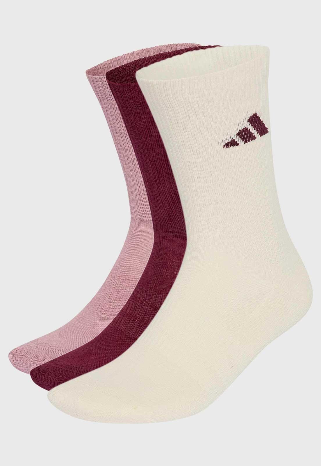 Kit 3 Meia adidas Performance Cano Médio Ess Crw Bege
