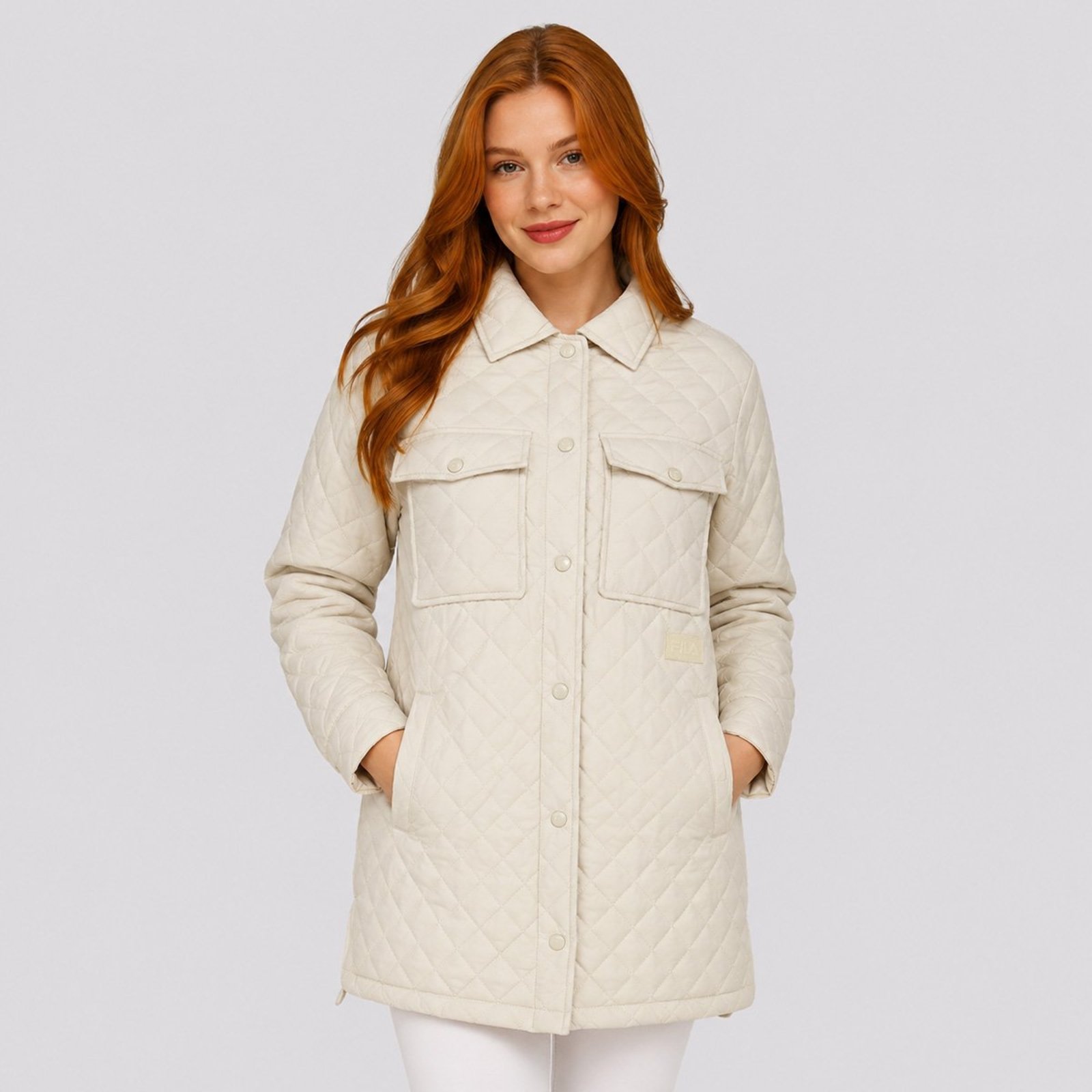Jaqueta Fila Quilting Feminina Off White