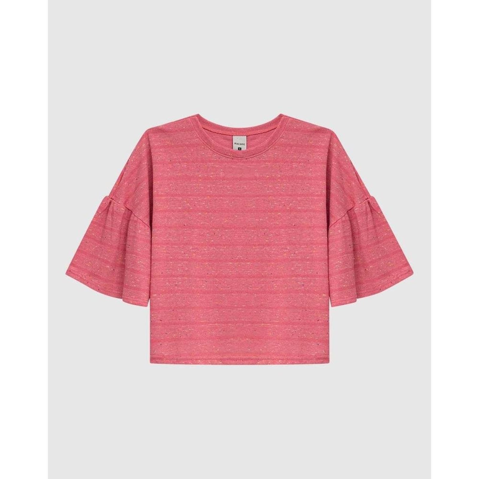 Blusa Cropped Feminina Manga Babado Em Tricô Botonê