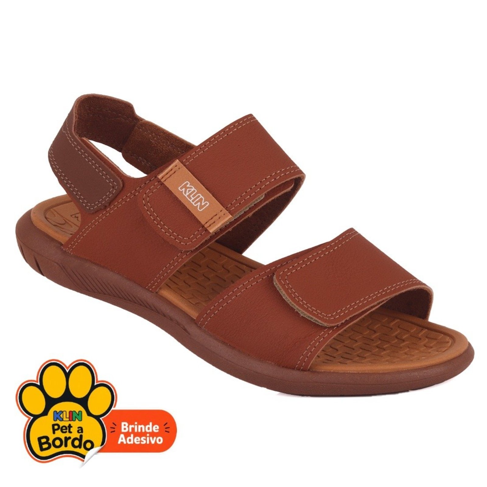 Infantil - Sandália Papete Masculina Klin Conforto Ajustável Marrom – Leve e Anatômica
