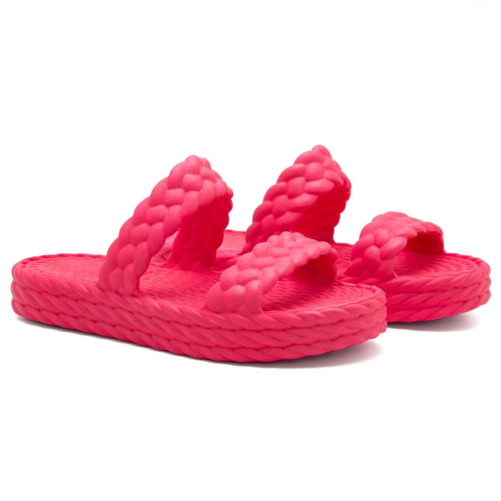 Chinelo Feminino Anna Andrade Casual Flatform Plataforma Slide Corda Leve Tendência Rosa