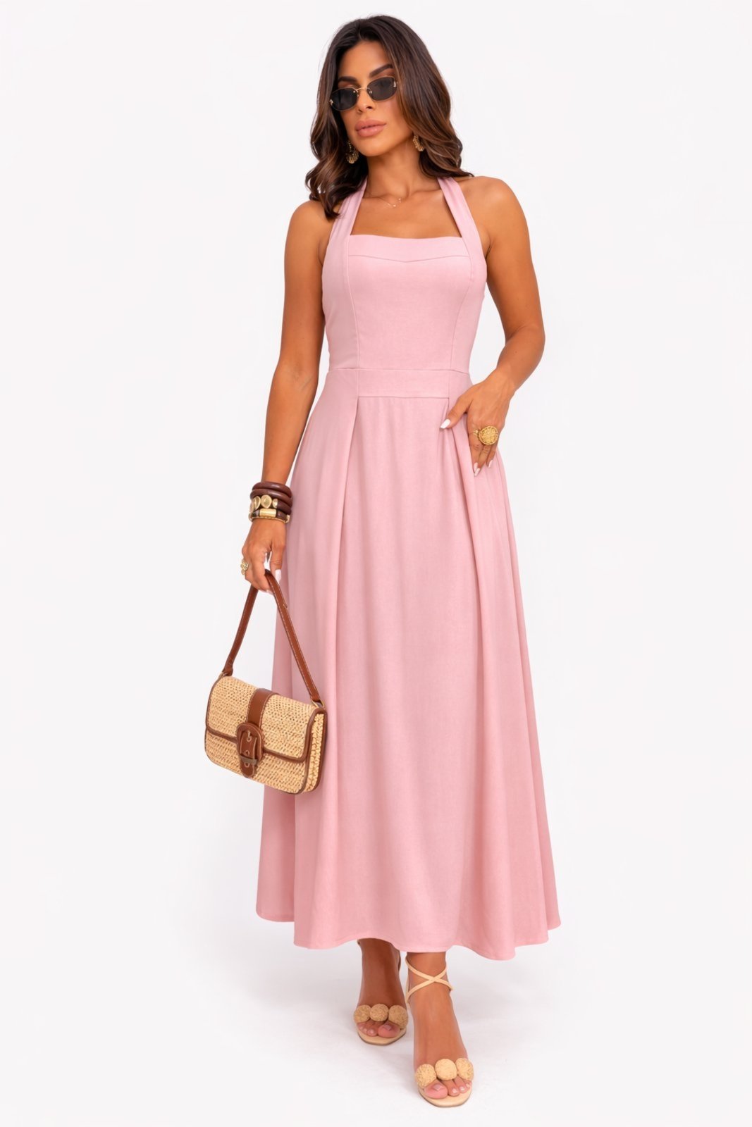 Vestido Midi D Bell Outleet Fashion Elegance Rosa