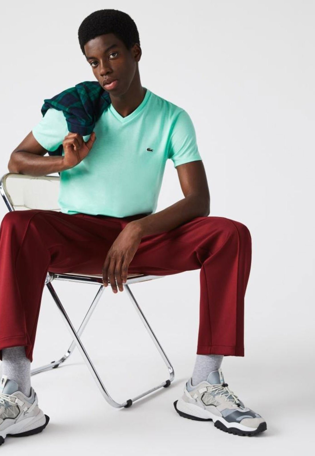 Camiseta Masculina em Jérsei de Algodão Pima com Gola V – Verde, XGG Verde