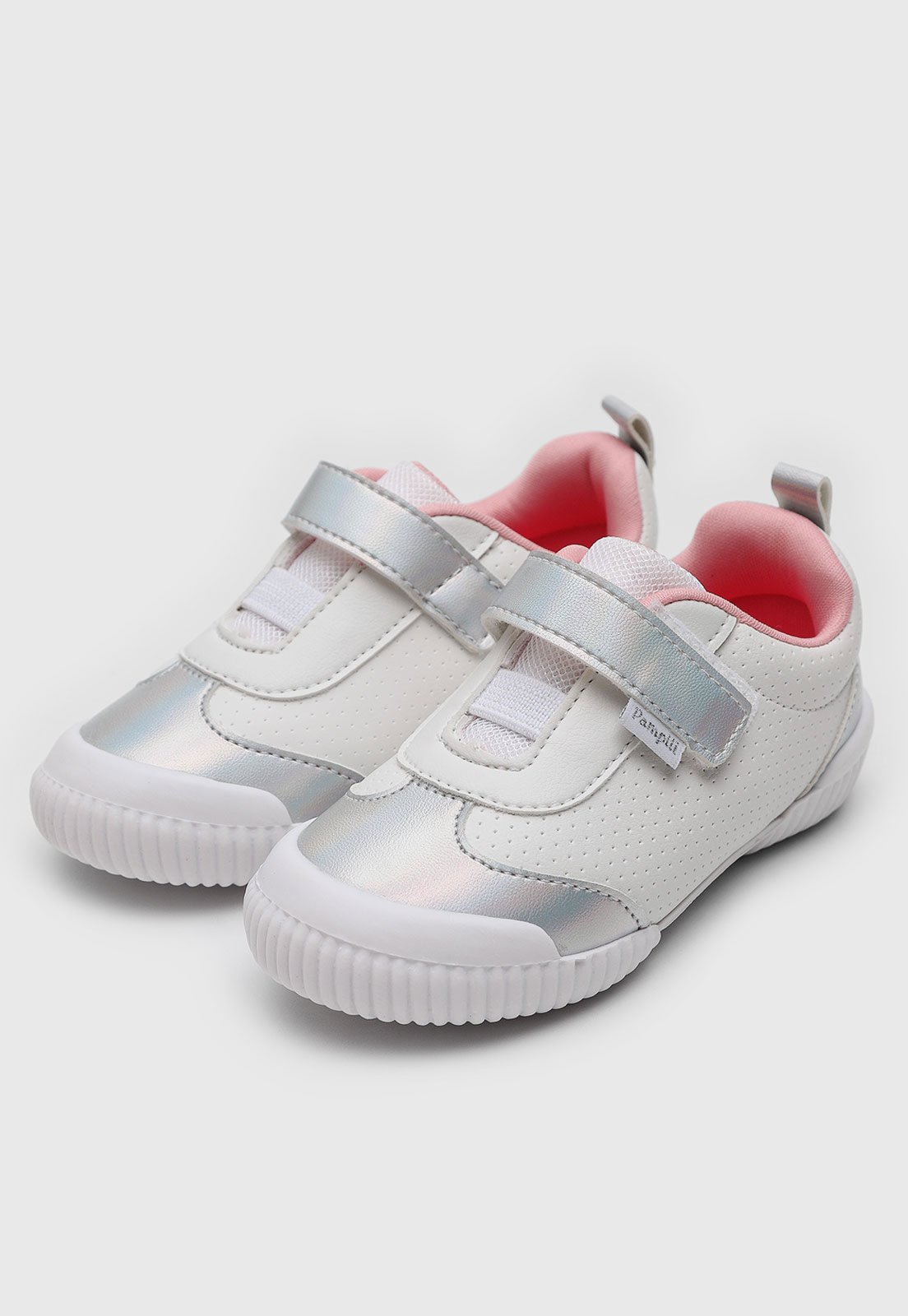 Vista 2 Infantil - Tênis Pampili Yuyu e Prata branco Pampili branco
