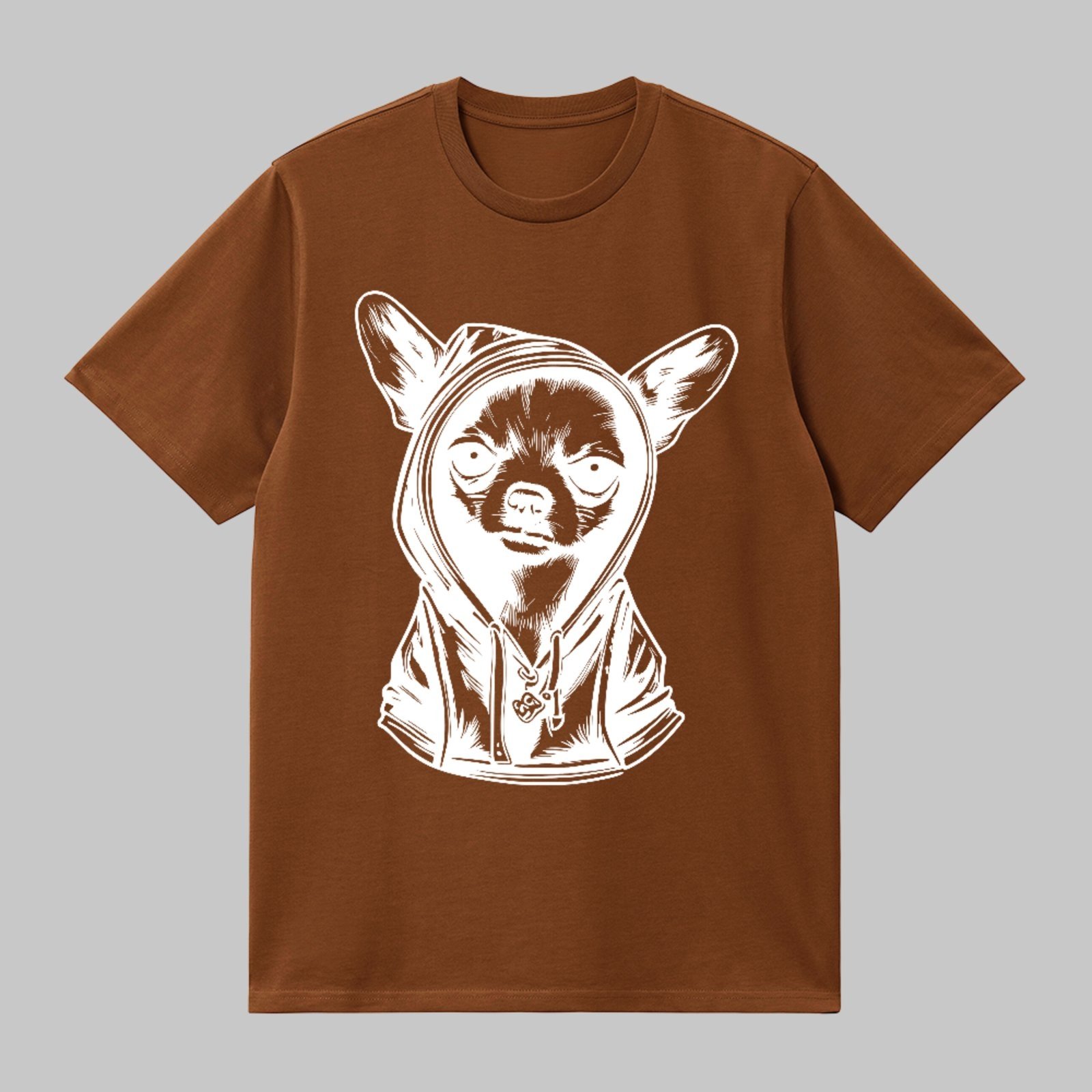 Camiseta Básica Chihuahua Estilo Streetwear Pet Fashion Marrom