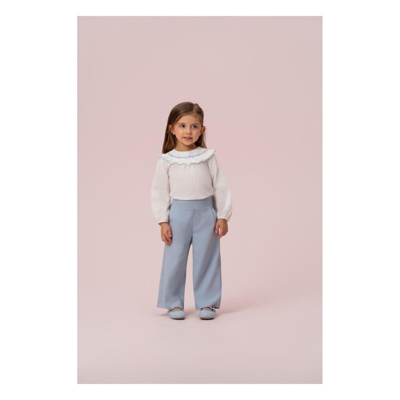 Infantil - Conjunto Calça e Blusa Manga Cumprida Babados Bordados Petit Cherie 10 Off-white