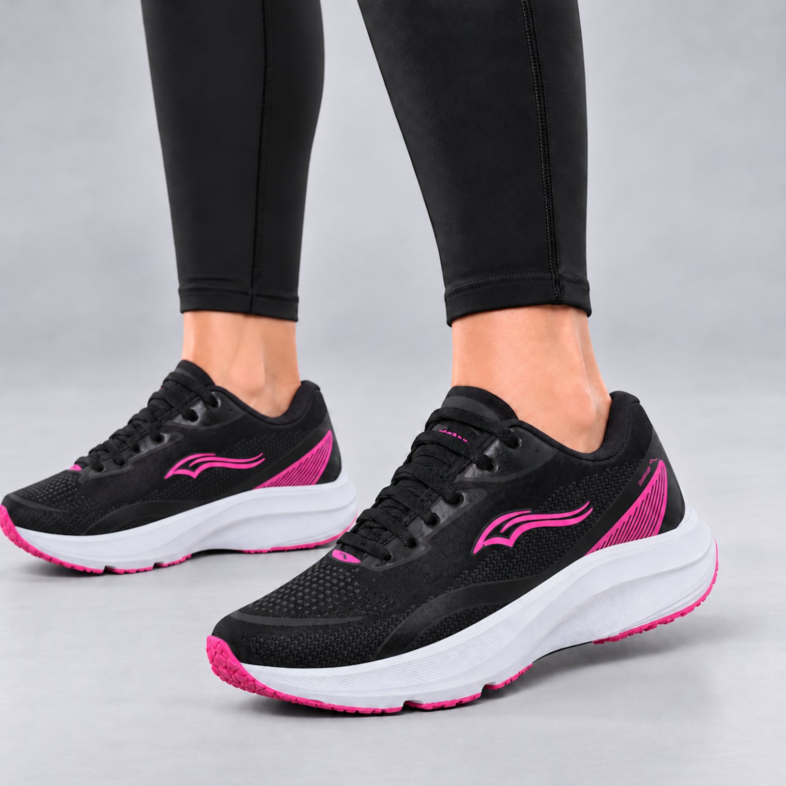 Tênis Feminino Caminhada Academia Esportivo Confortável Preto Pink