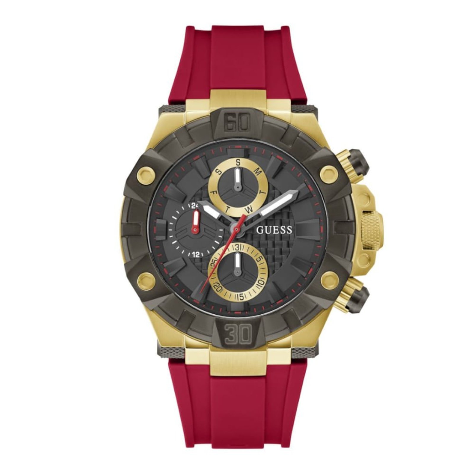 Relógio Guess Masculino Multifunção Silicone Preto e Dourado Guess