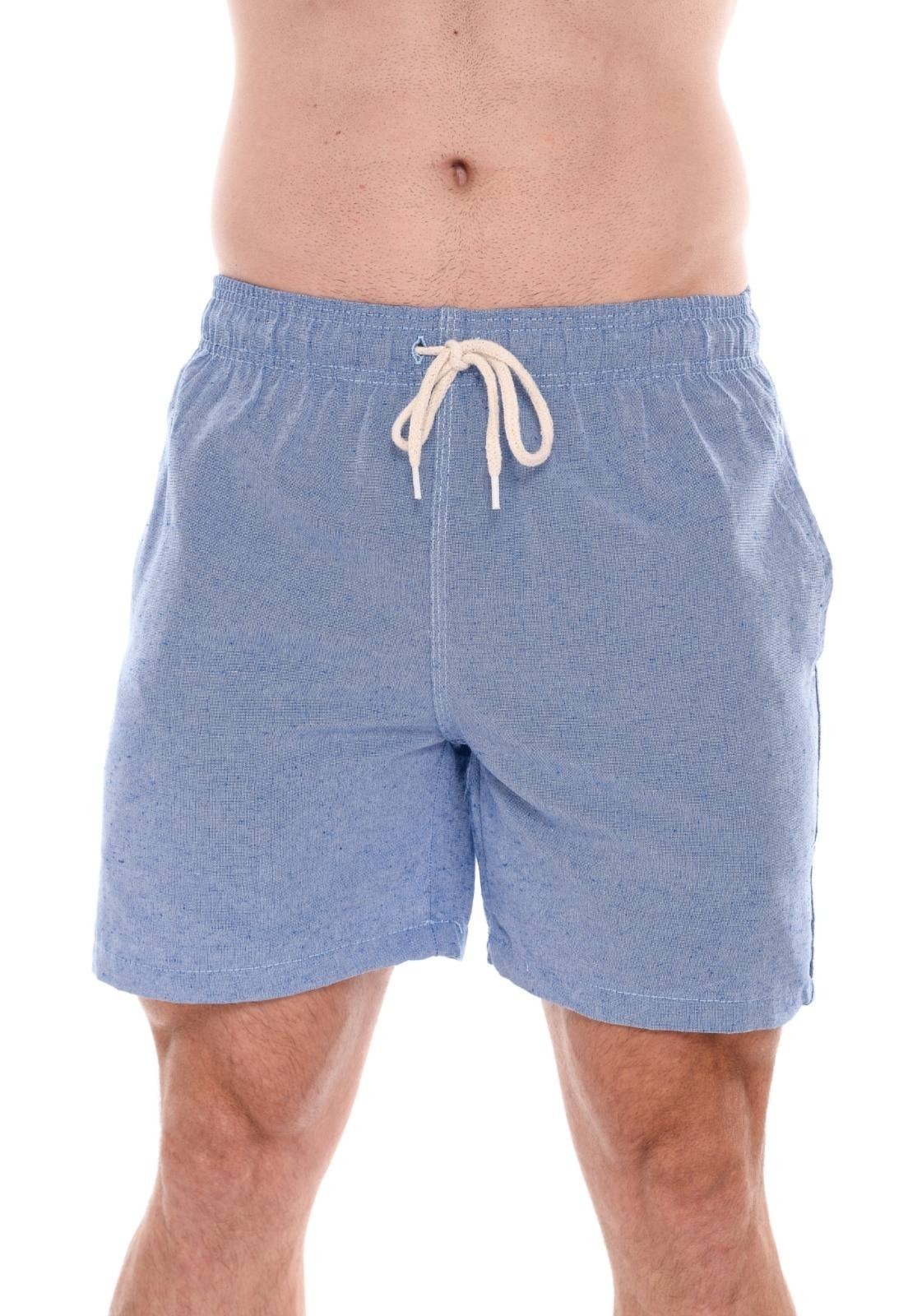 Bermuda Elegante Masculina Curta Azul Mauricinho Confortável Tecido Premium