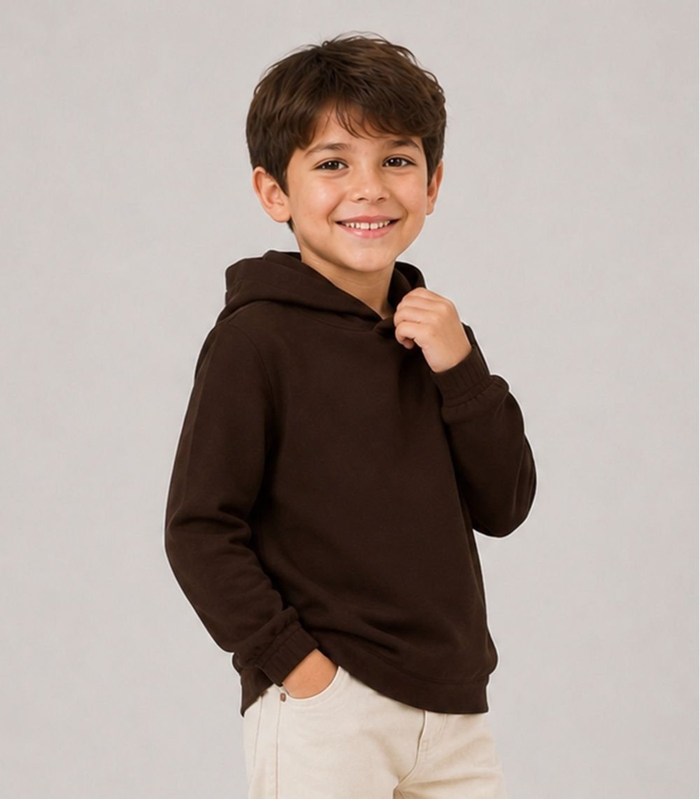 Infantil - Blusão Masculino Moletom Peluciado Select Marrom
