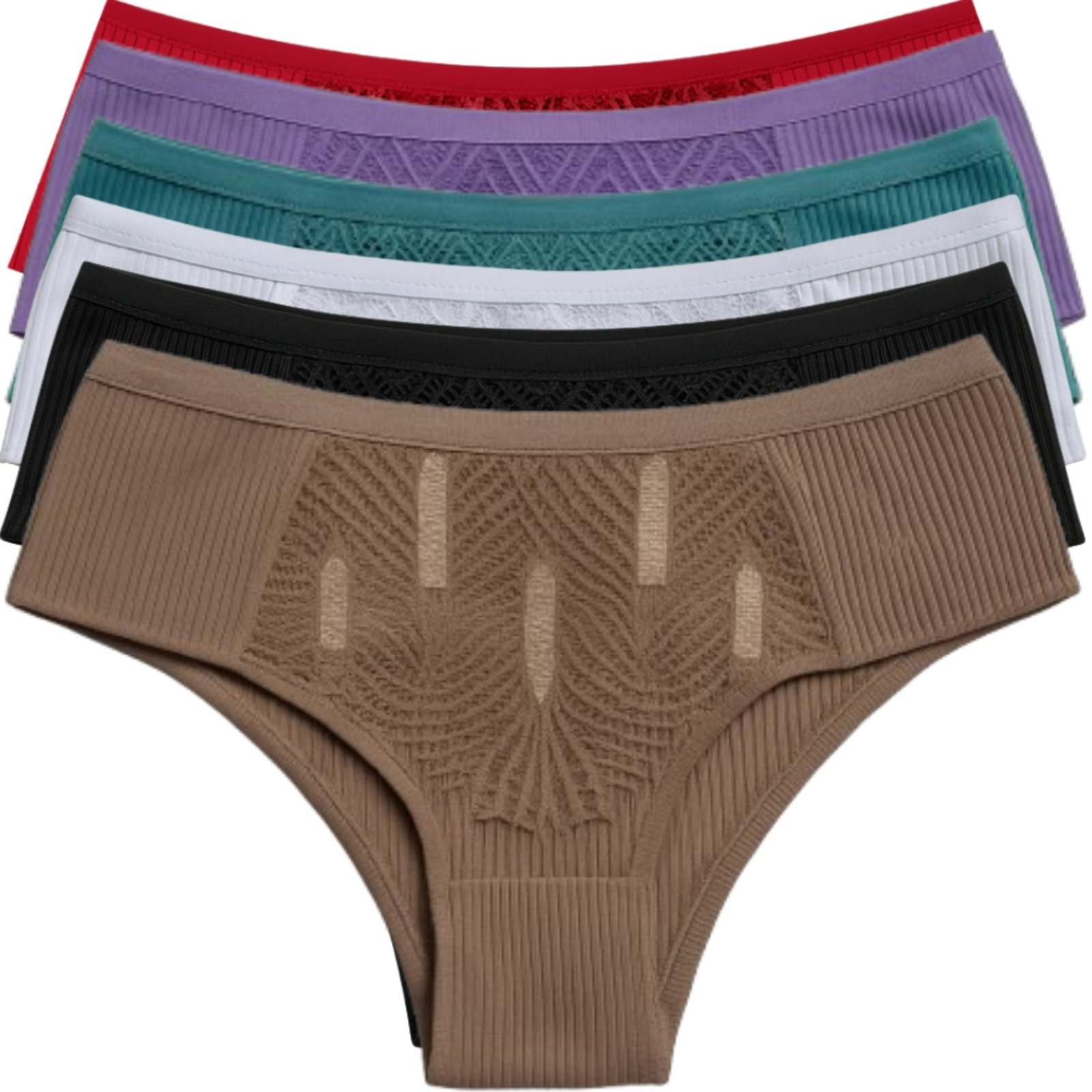 Kit 6 de Calcinha Básica Reflexo Íntimo Detalhes em Renda Frontal Lingerie Tecido Canelado Multicolorido