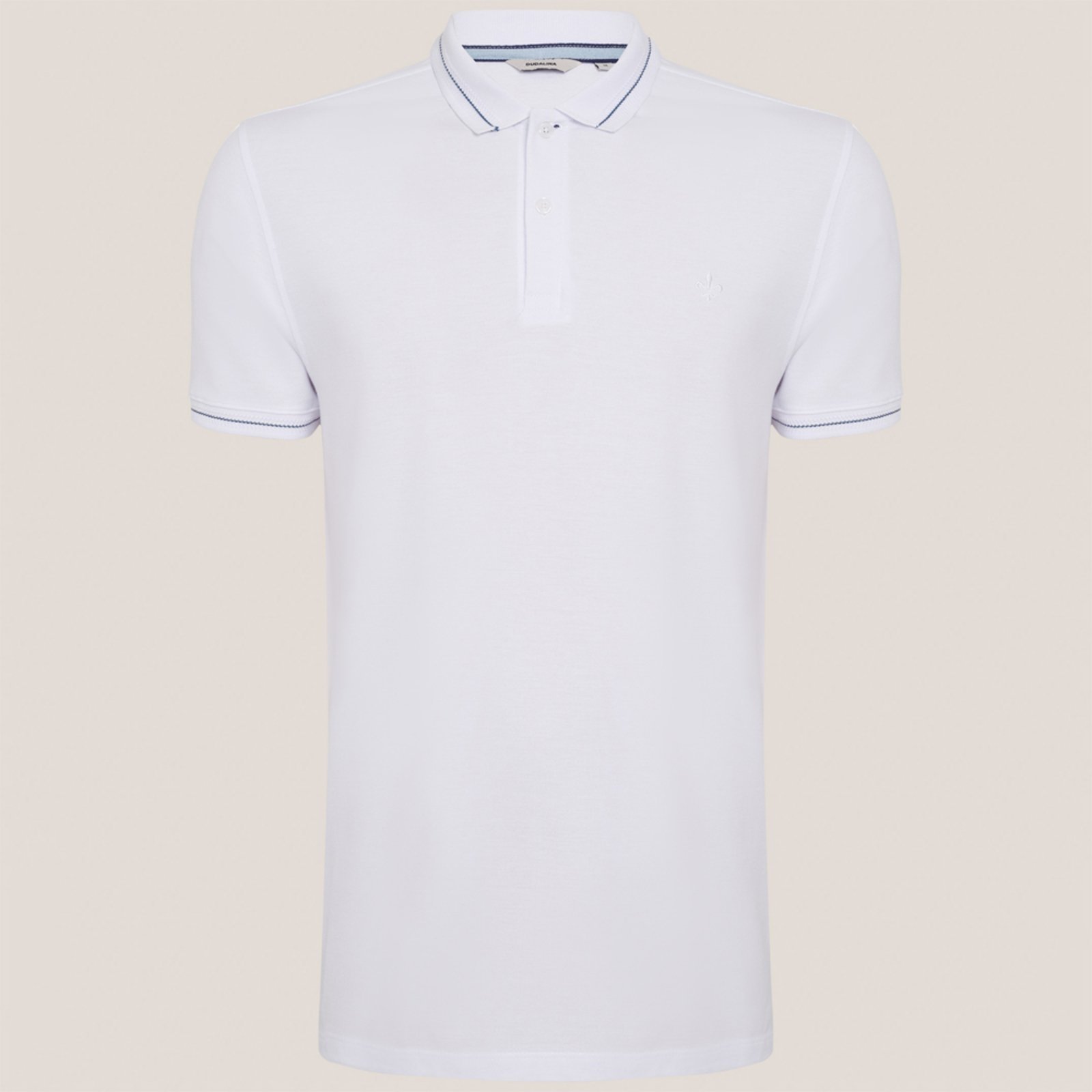 Camisa Polo Dudalina Jacquard Chevron Ve26 Branco Masculino
