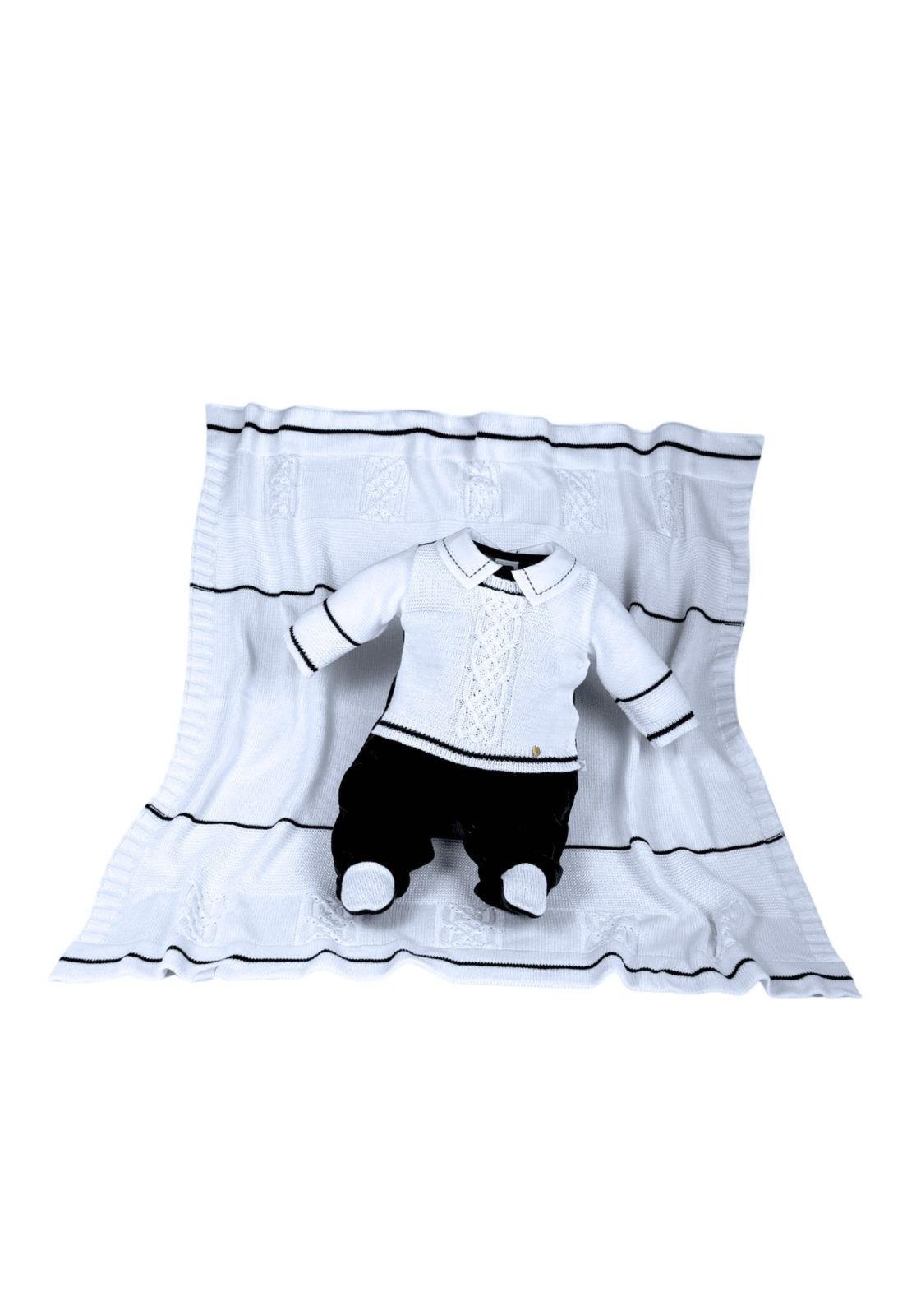 Infantil - Saída Maternidade Branco e Marinho Beth P Azul Marinho