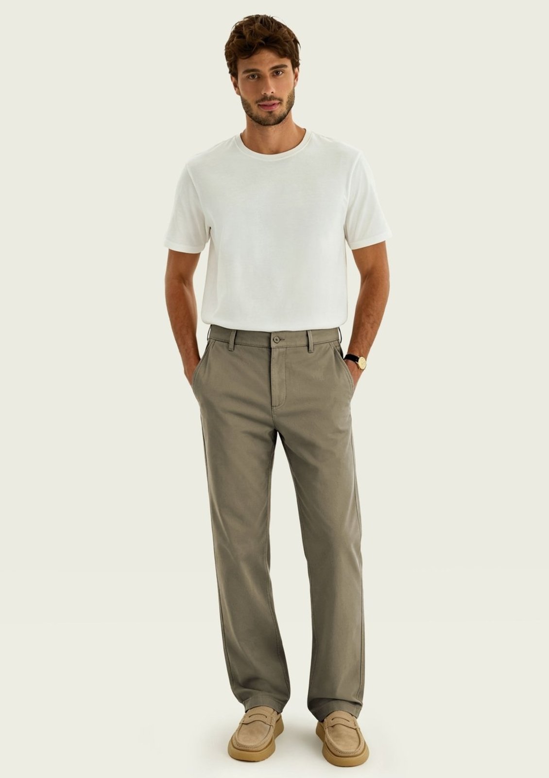 Calça Masculina Reta Chino Em Sarja Hering