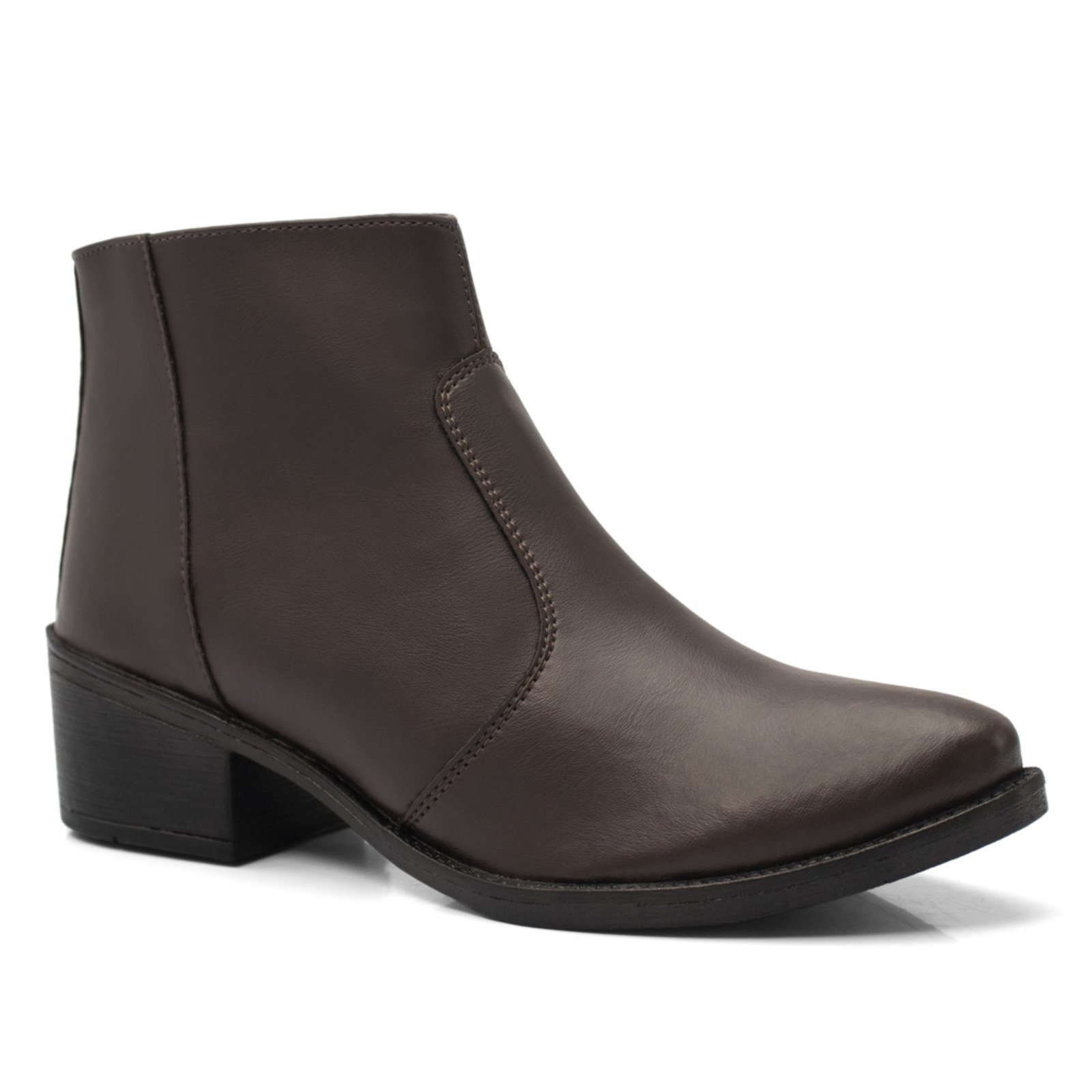 Bota Navit Shoes Com Ziper Cano Curto Com Salto Preto