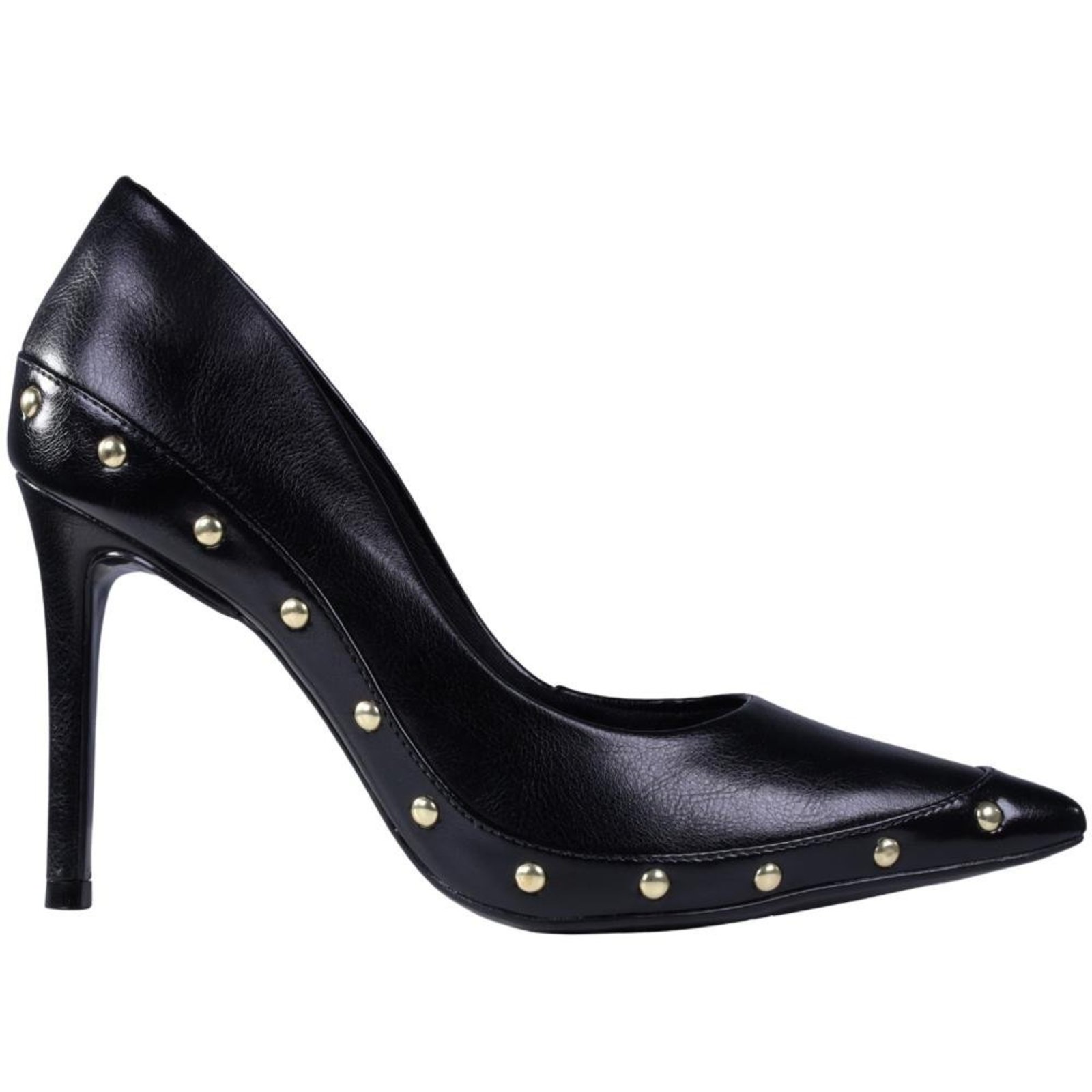 Scarpin Feminino Aplicações Metálicas Invoice 214-014 Preto Incolor
