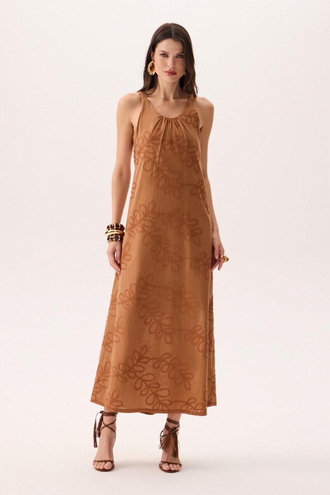 Vestido Solto Longo Feminino Flor de Lis