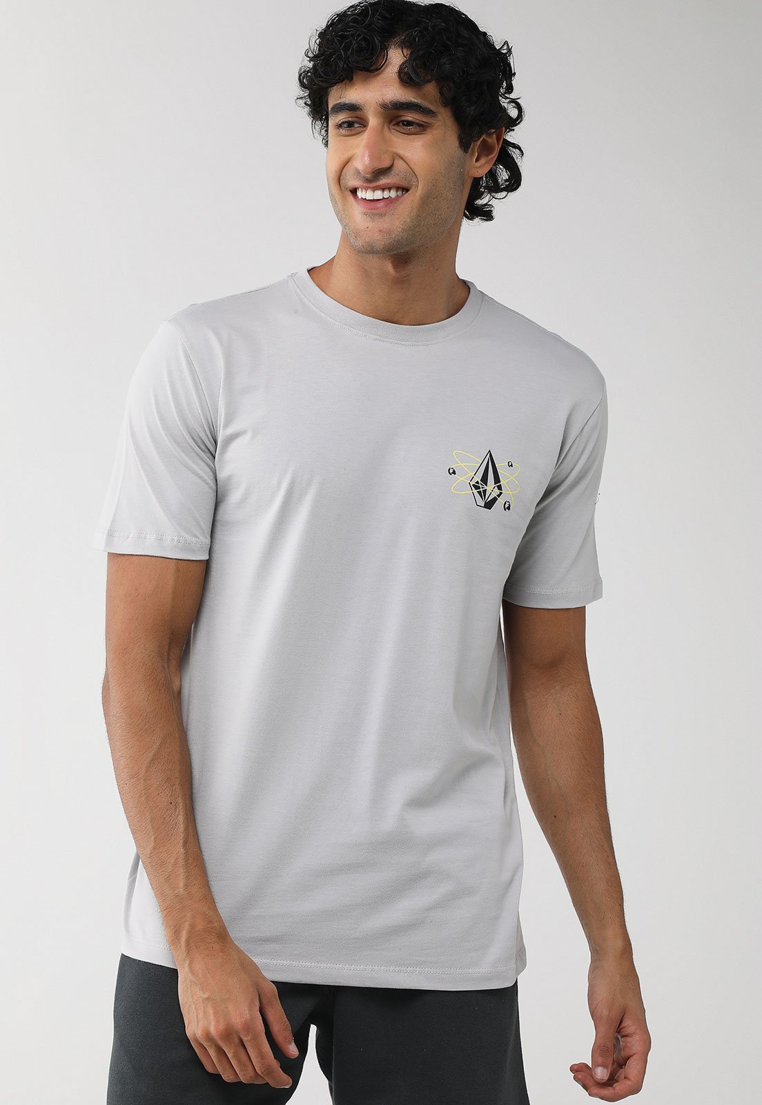 Camiseta Masculina Volcom Silk Multiverse Cinza Claro