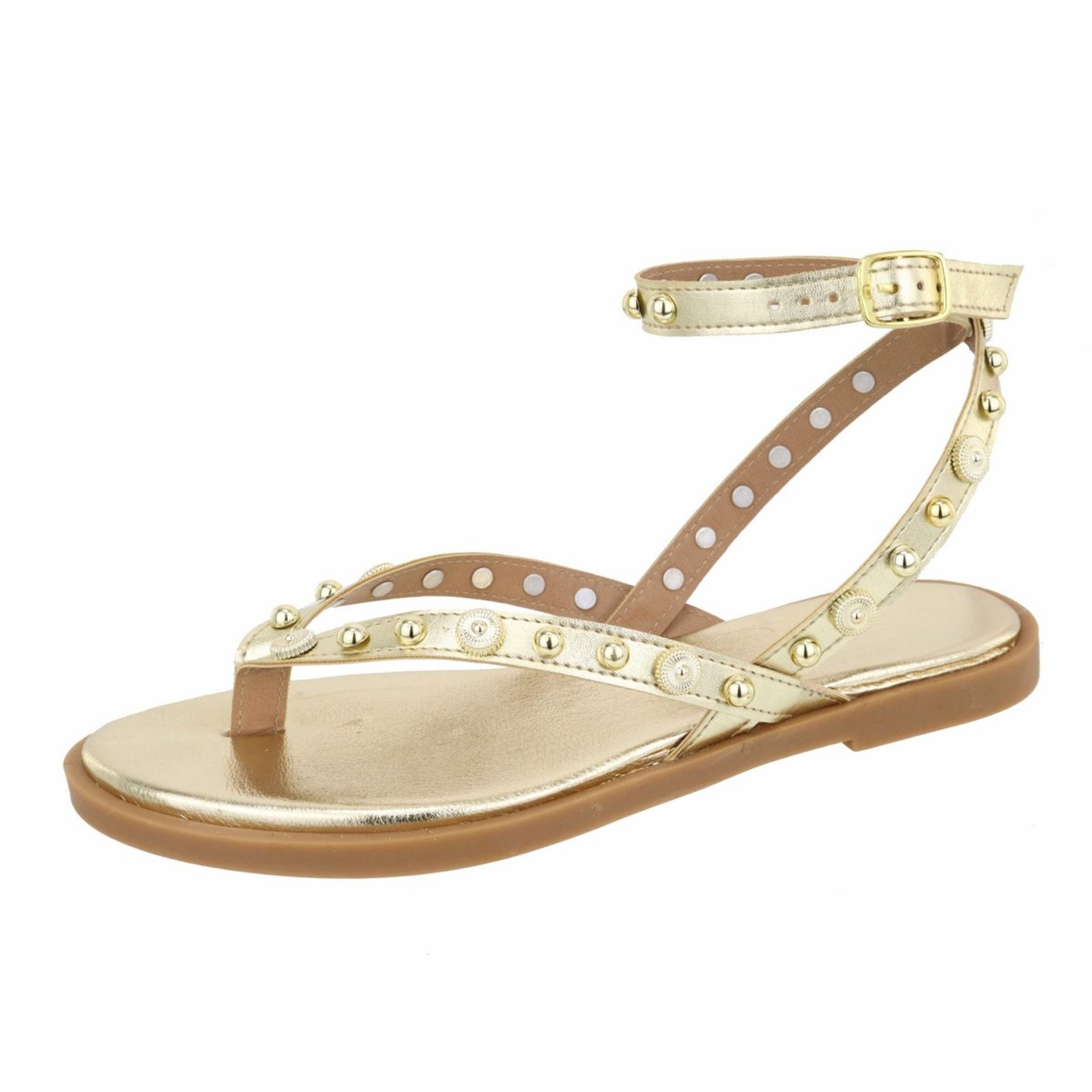 Rasteira Sandália Feminina Bolinhas Estilosa Lançamento Ouro Light Tellini Store