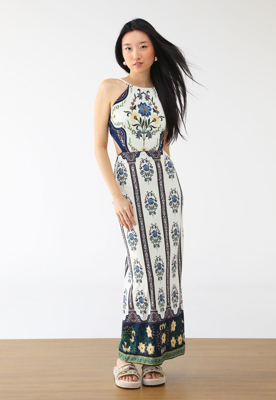 Vestido FARM Midi Manoela Off-White
