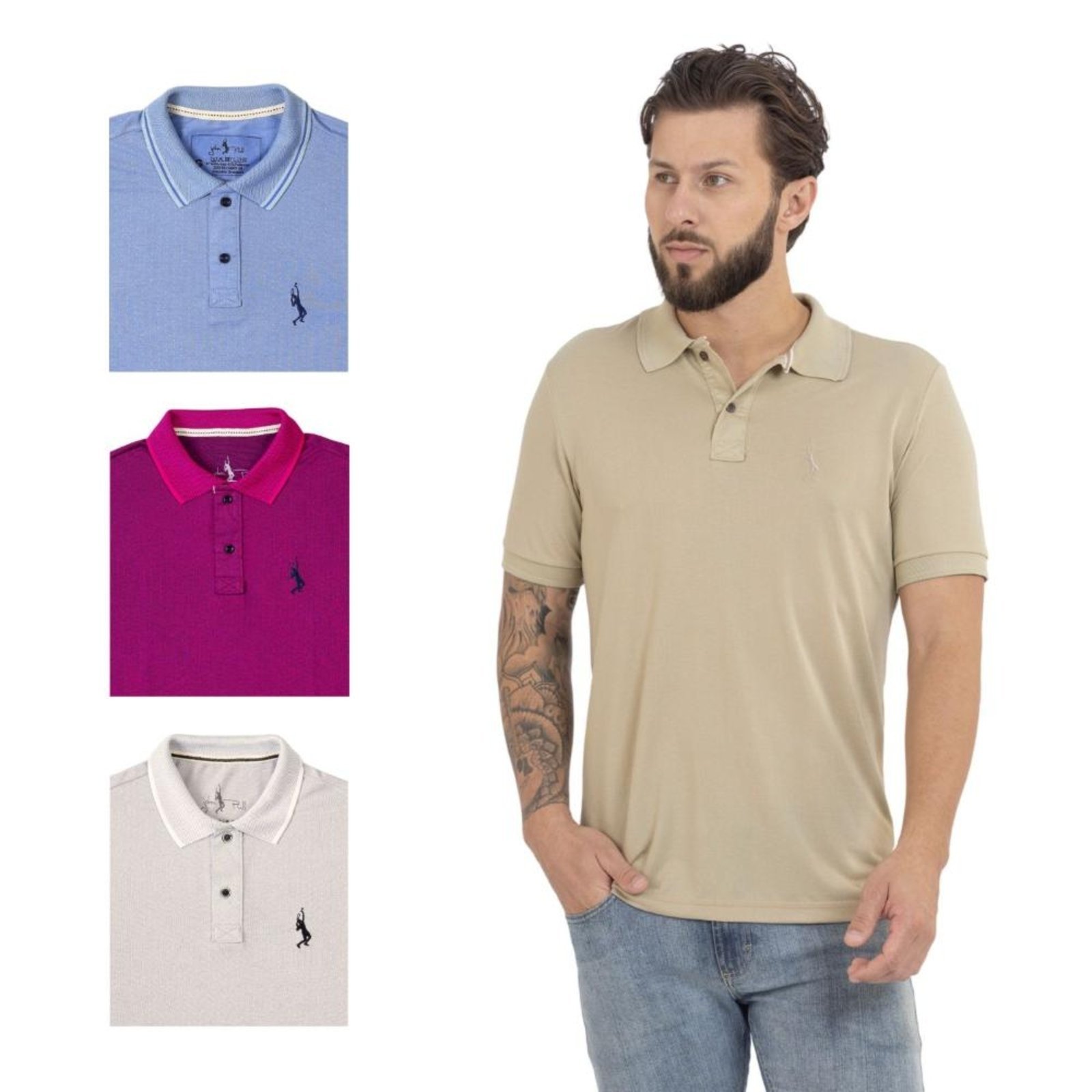 Kit 4 Camisa Polo Masculina Elegante Dia a Dia Piquet