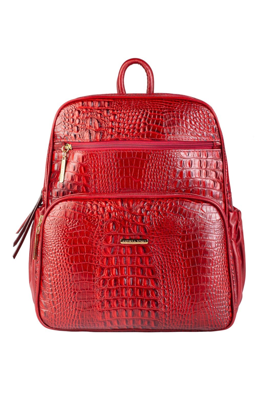 Mochila feminina de couro croco Zaya - Vermelho
