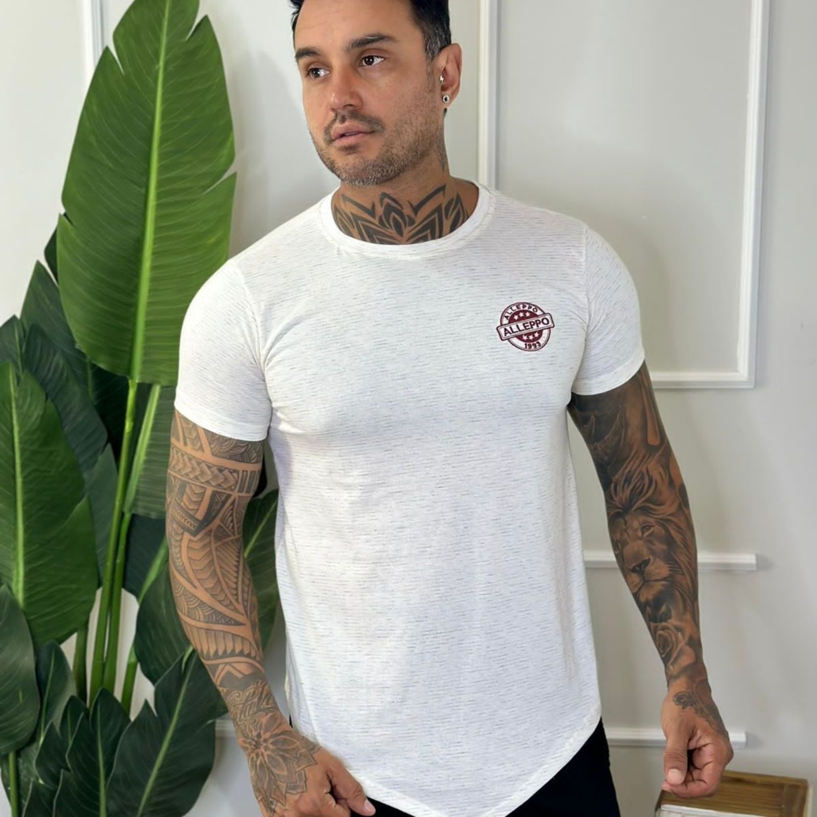 Camiseta Branco Masculina Alleppo Jeans Tailândia