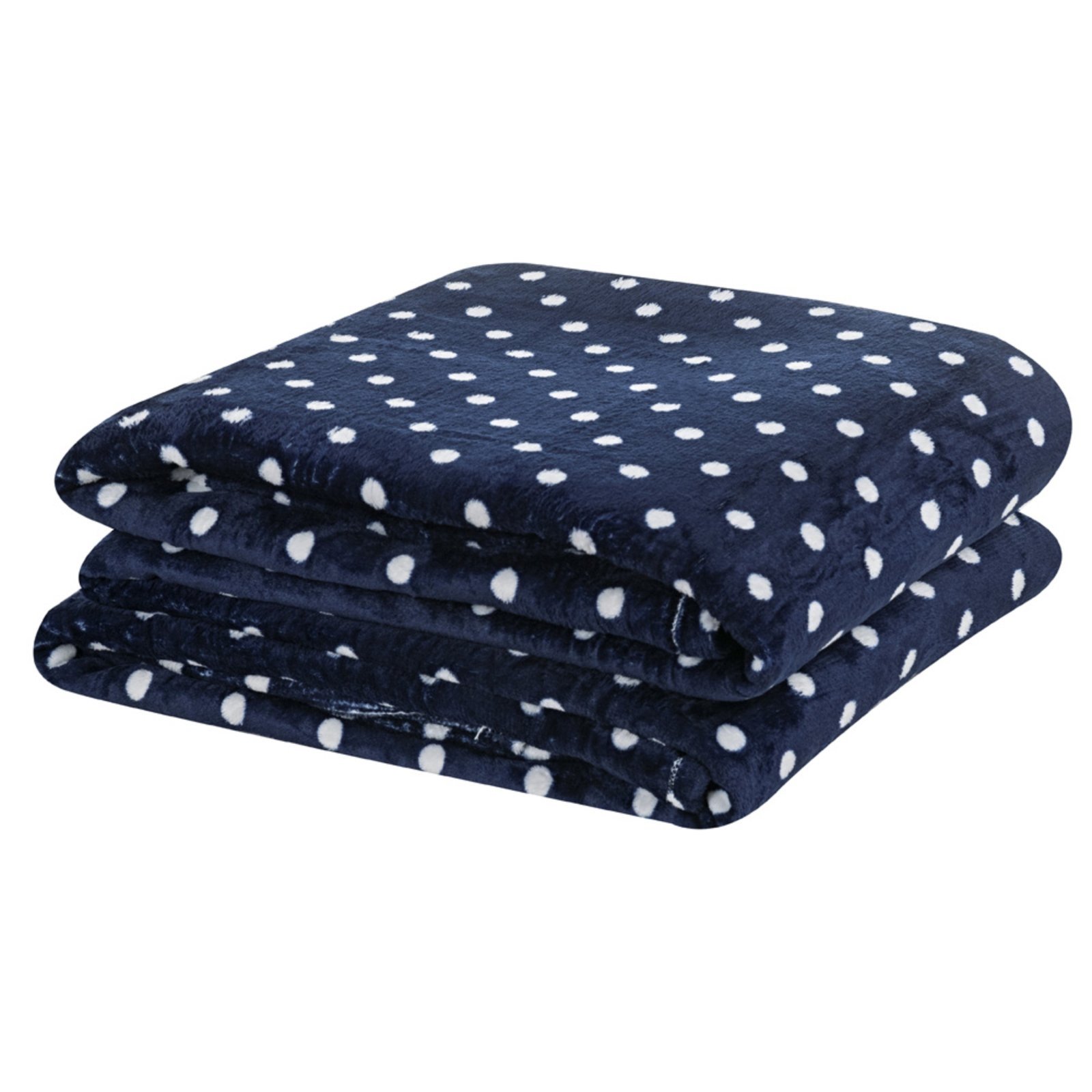 Cobertor Casa Scarpa Meggy Poá Solteiro Mantinha Flannel Bolinhas - Azul Marinho