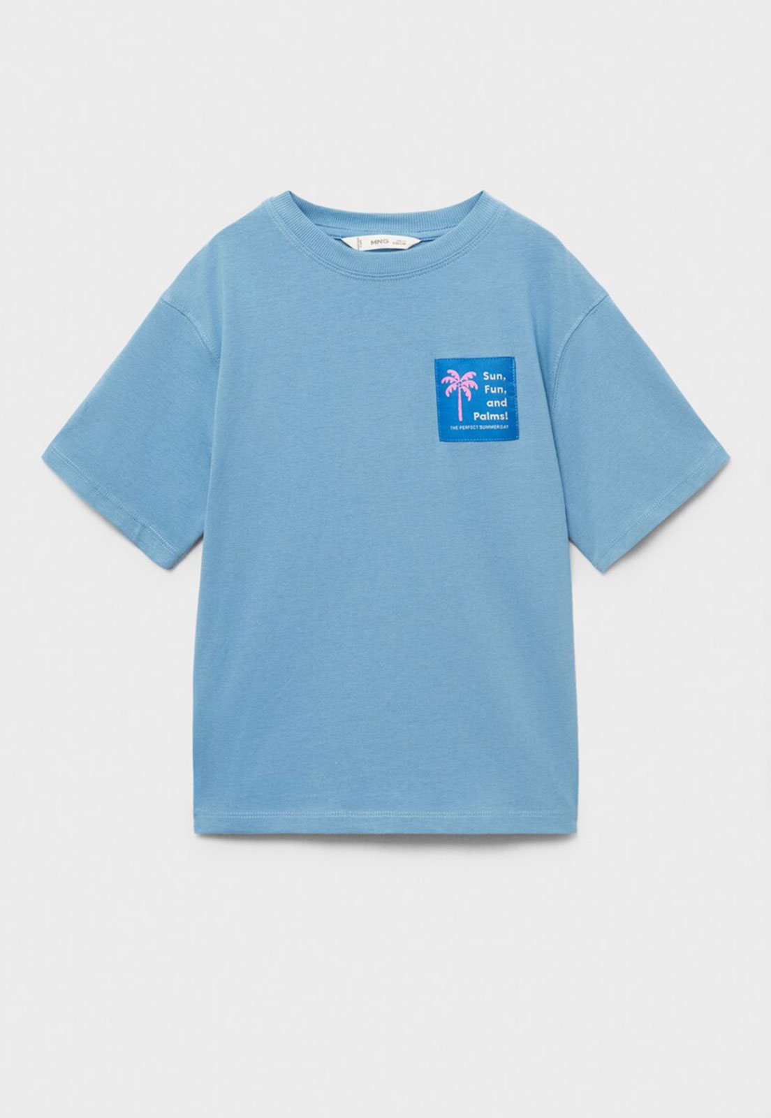 Infantil – Camiseta Mango Estampa Coqueiro Azul Claro