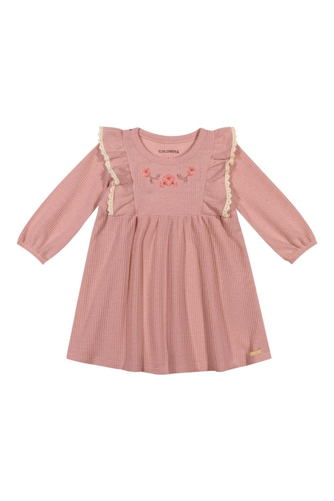 Infantil - Vestido Menina Tricô Texturizado Colorittá Rosa