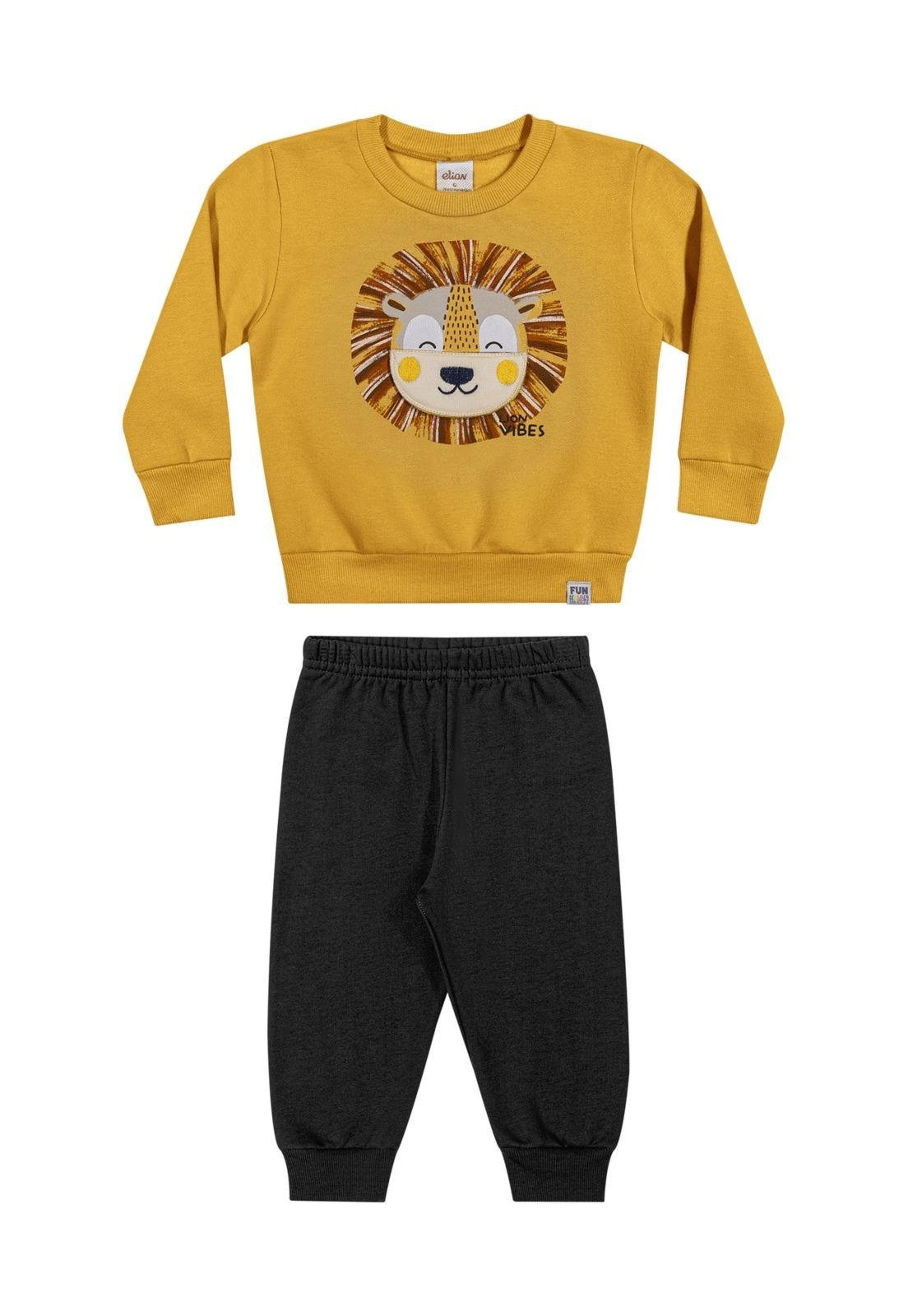 Infantil - Conjunto Calça Menino Leão Elian G Amarelo