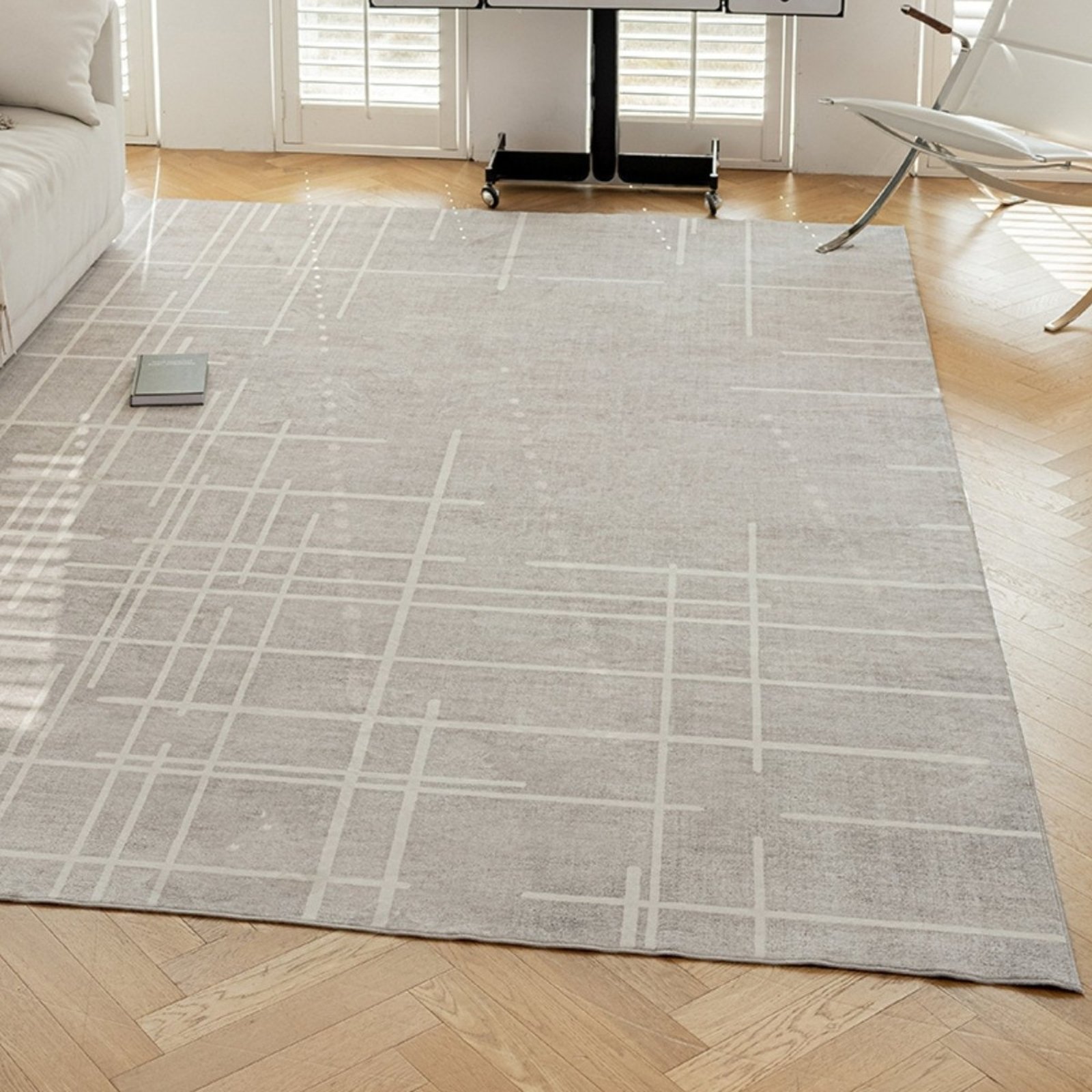 Tapete Sala Quarto 2,00x2,40 Antiderrapante Pelo Baixo Roma Cinza