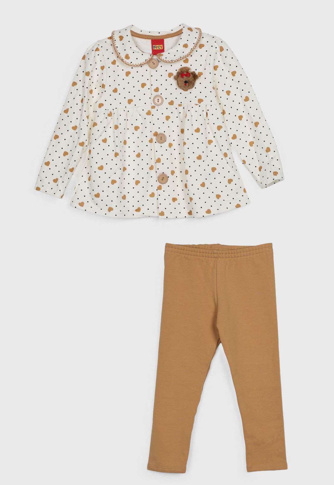 Conjunto Kyly Estampa Corações Branco