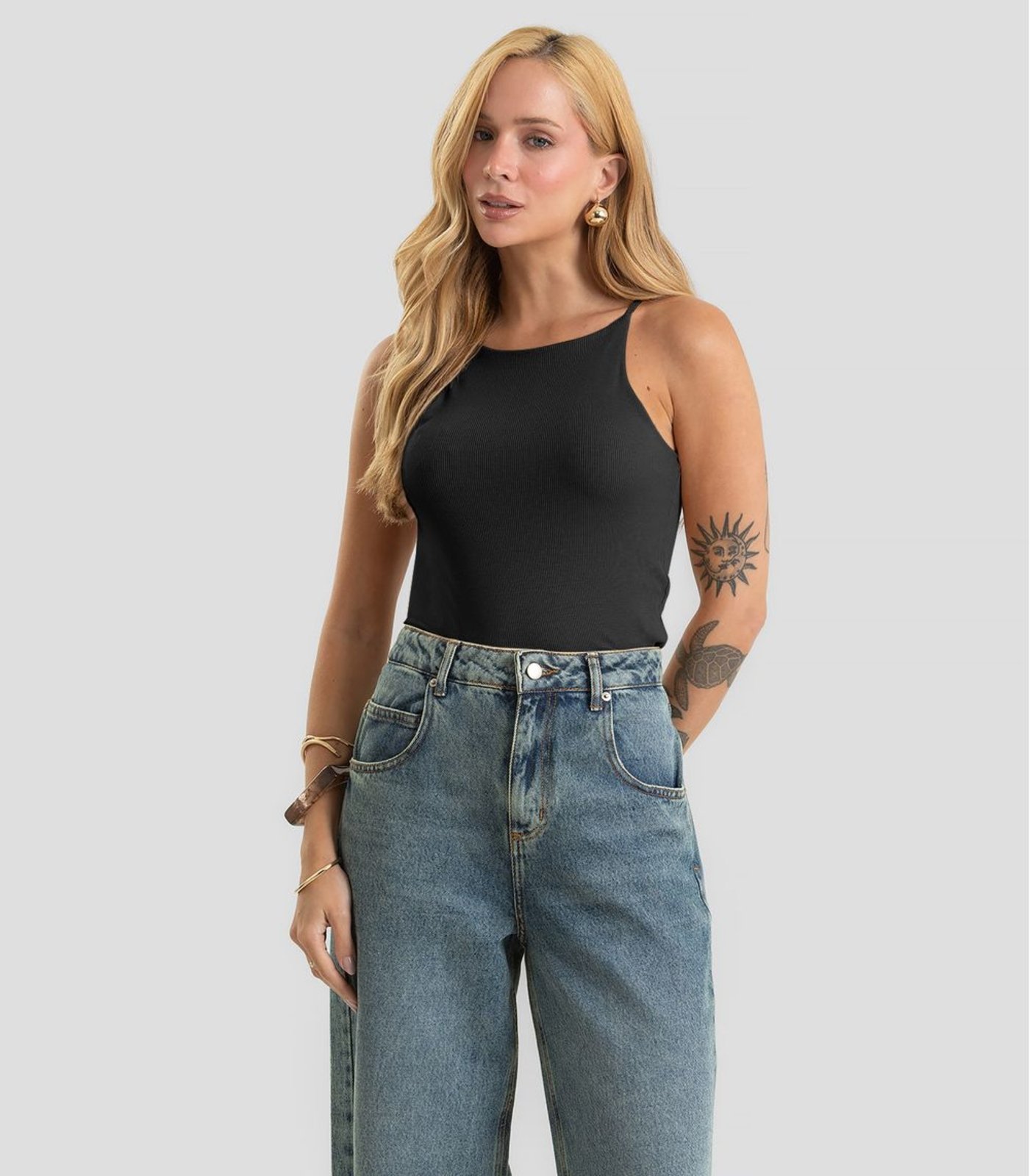 Blusa De Alça Feminina Ribana Dianna Preto