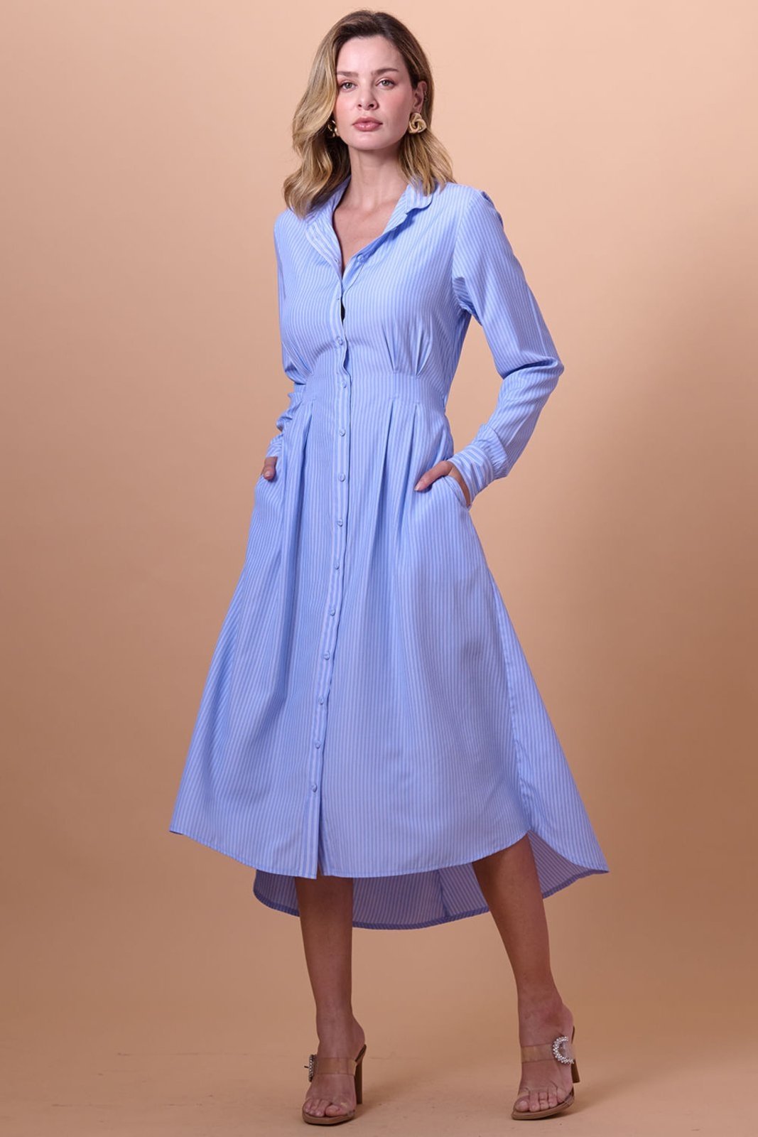 Chemise Manga 3/4 Tricoline Smk Azul Medio