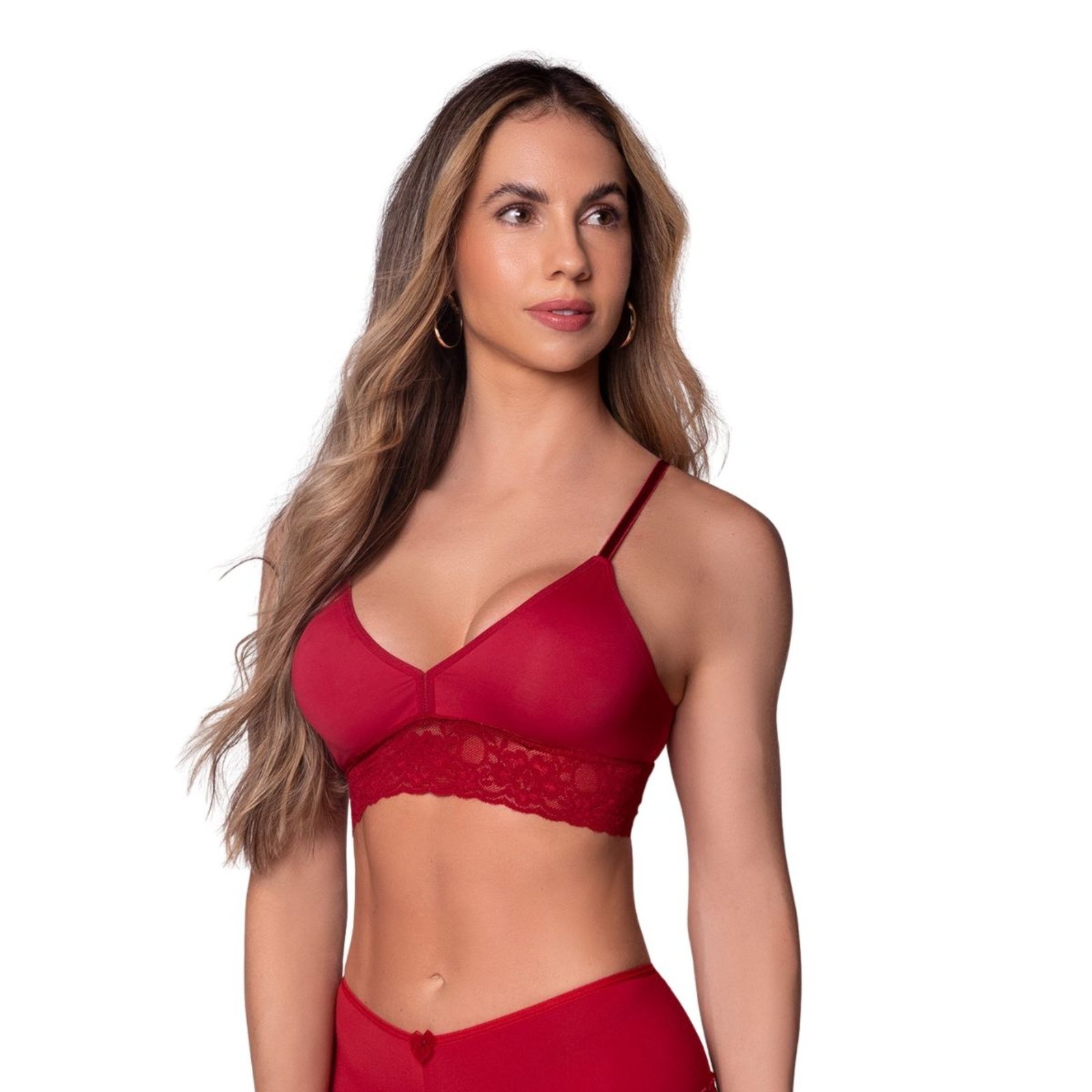 Sutiã Feminino Com Bojo Sem Aro Com Renda Selene