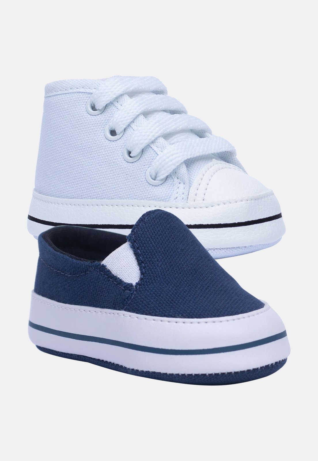 Vista 2 Infantil - Kit 2 Sapatinho de ópidi Tenis e Marinho azul marinho/branco azul marinho/branco