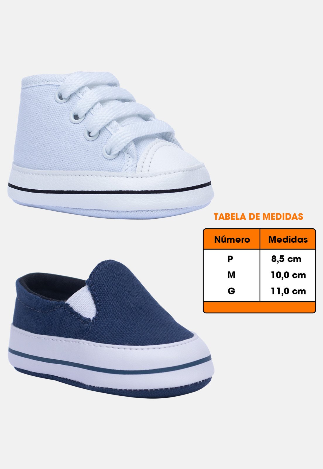 Vista 3 Infantil - Kit 2 Sapatinho de ópidi Tenis e Marinho azul marinho/branco azul marinho/branco