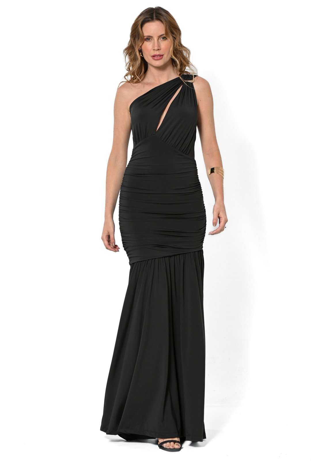 Vestido Bisô Festa Longo Com Fivela Preto – Preto