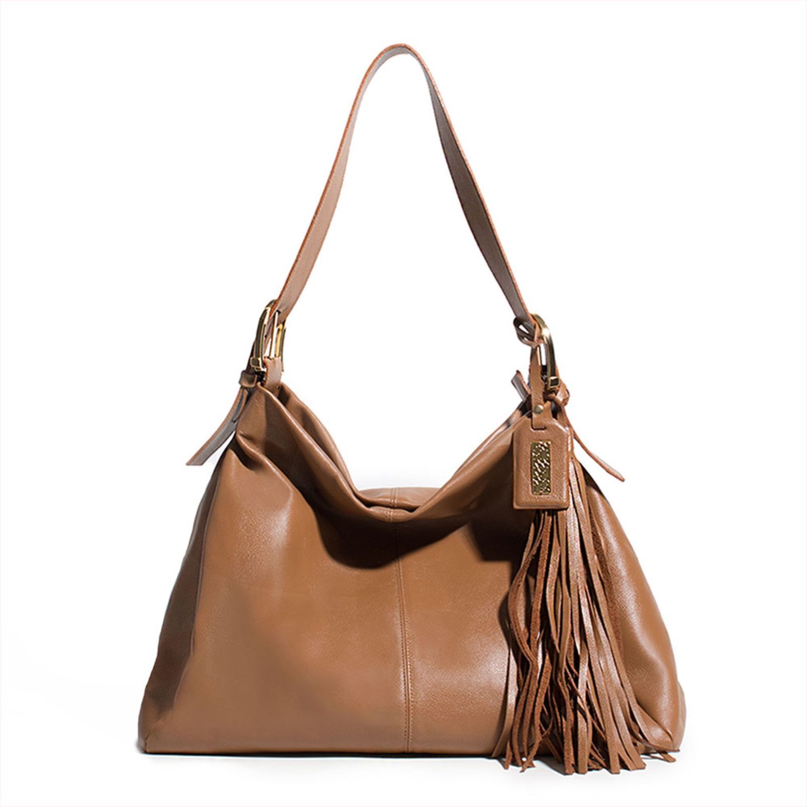Bolsa Feminina Em Couro Tiracolo Caramelo “Gabrielle Lobo”””