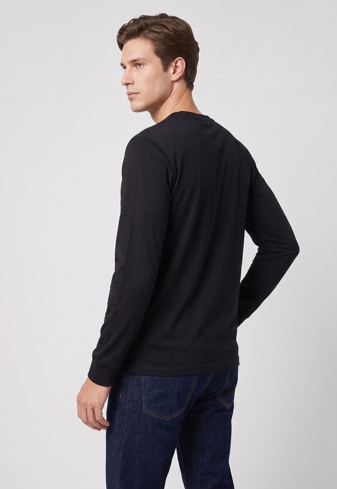 Camiseta Manga Longa Masculina Quiksilver Transfer Square Preto