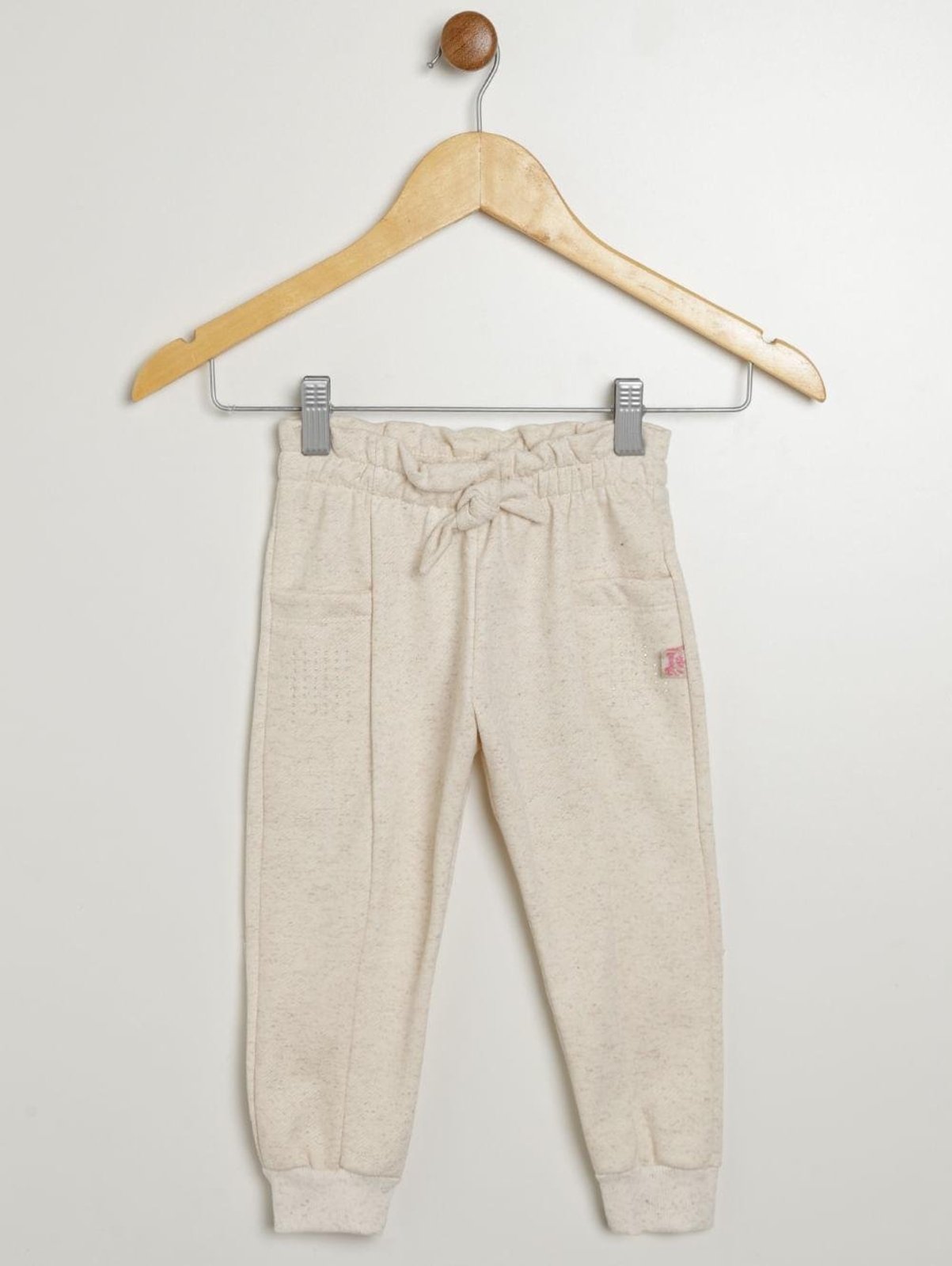 Infantil - Calça Moletom Clochard Para Menina - NATURAL