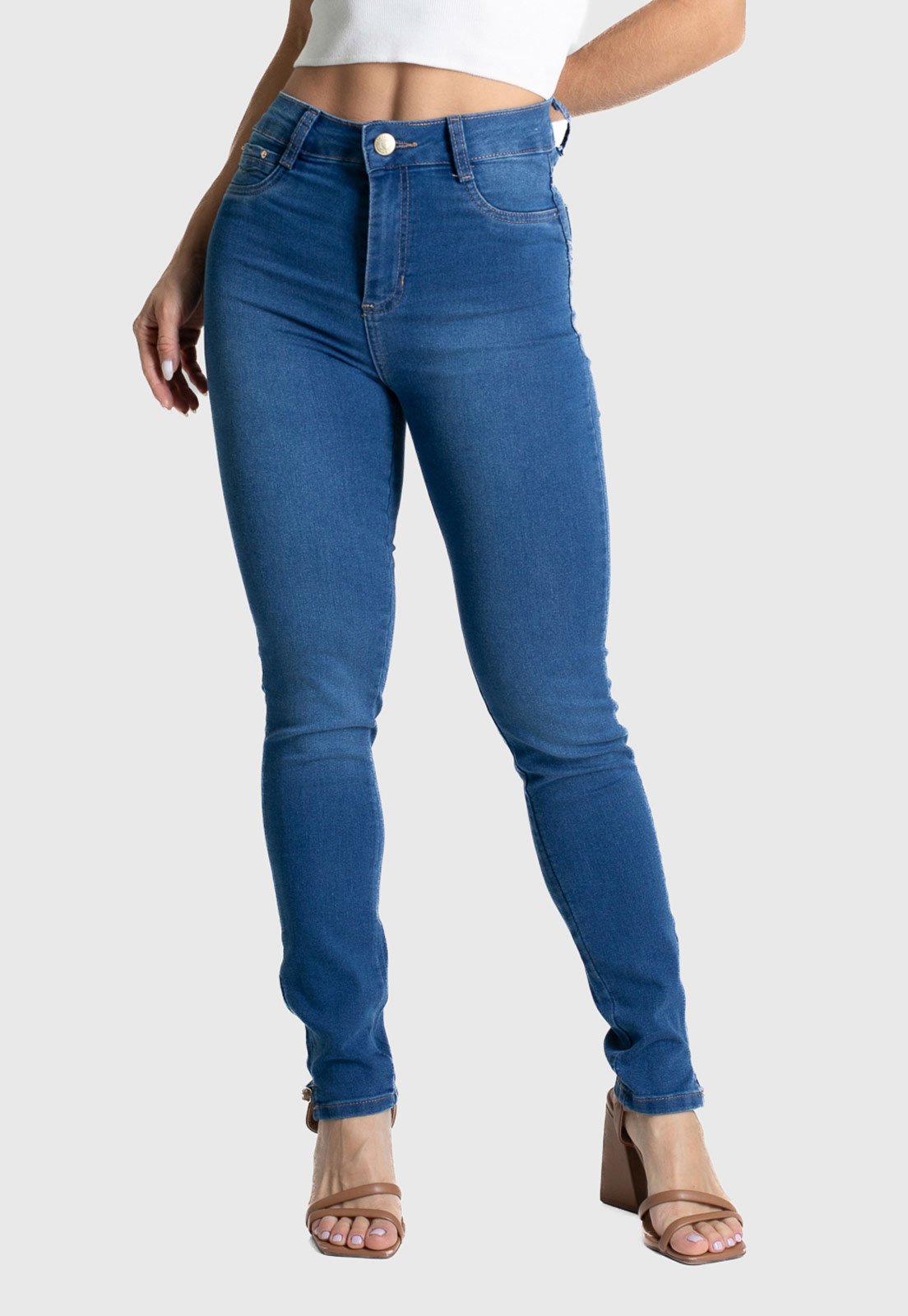 Calça Jeans Feminina Sawary Skinny Levanta Bumbum Azul