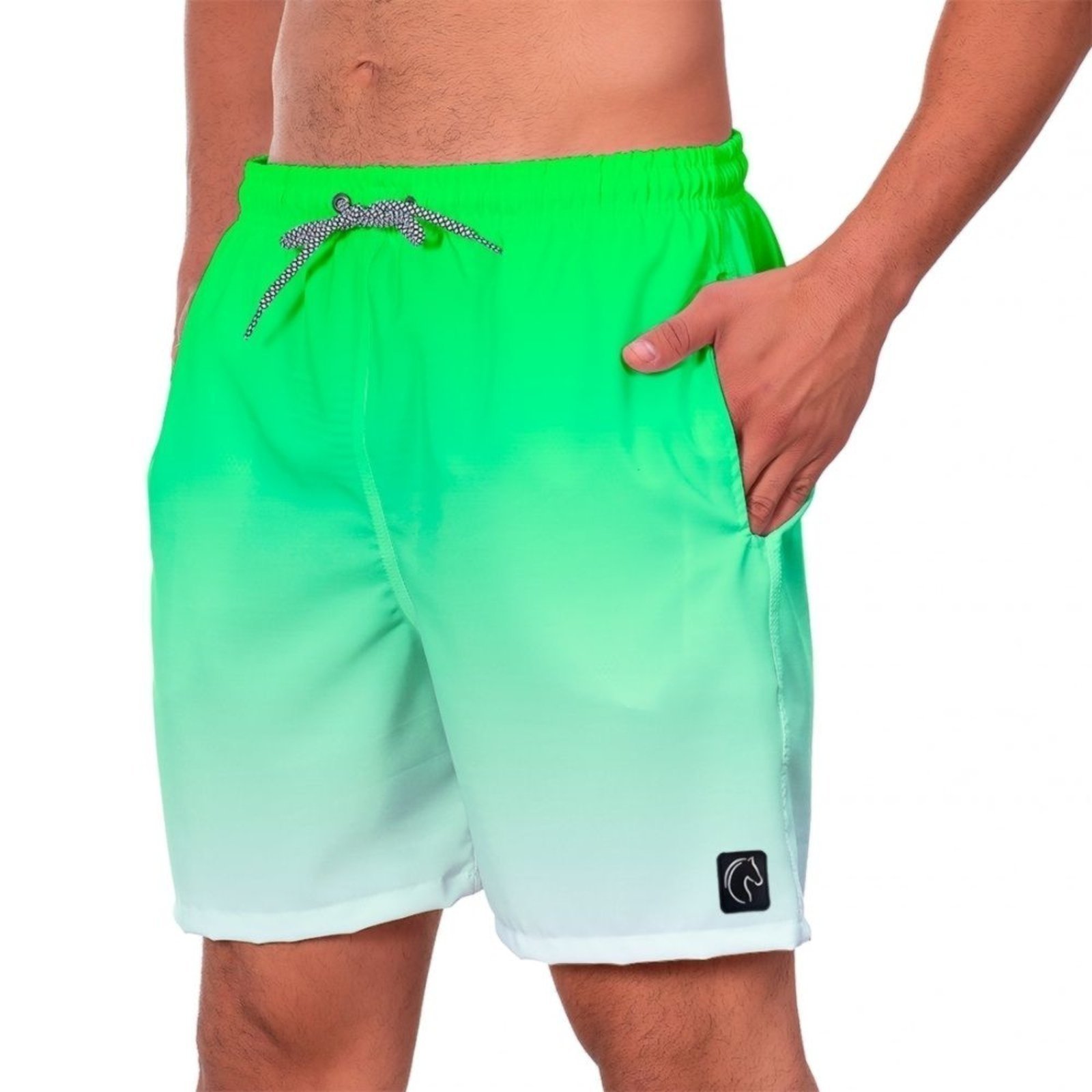 Short Praia Premium Masculino Academia Fitness Caminhada Verde Degradê Branco