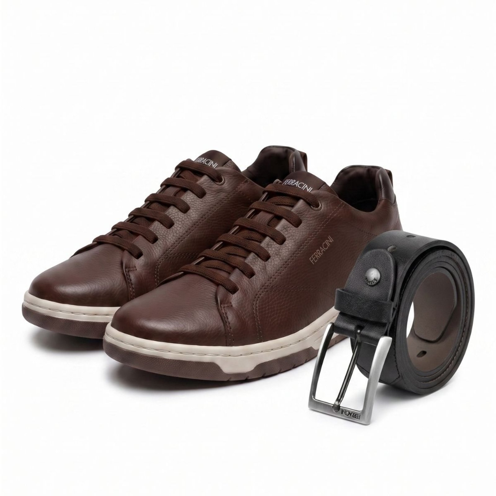 Combo Sapatênis Masculino Com Cinto de Couro Premium Legitimo Casual Sofisticado Elegante