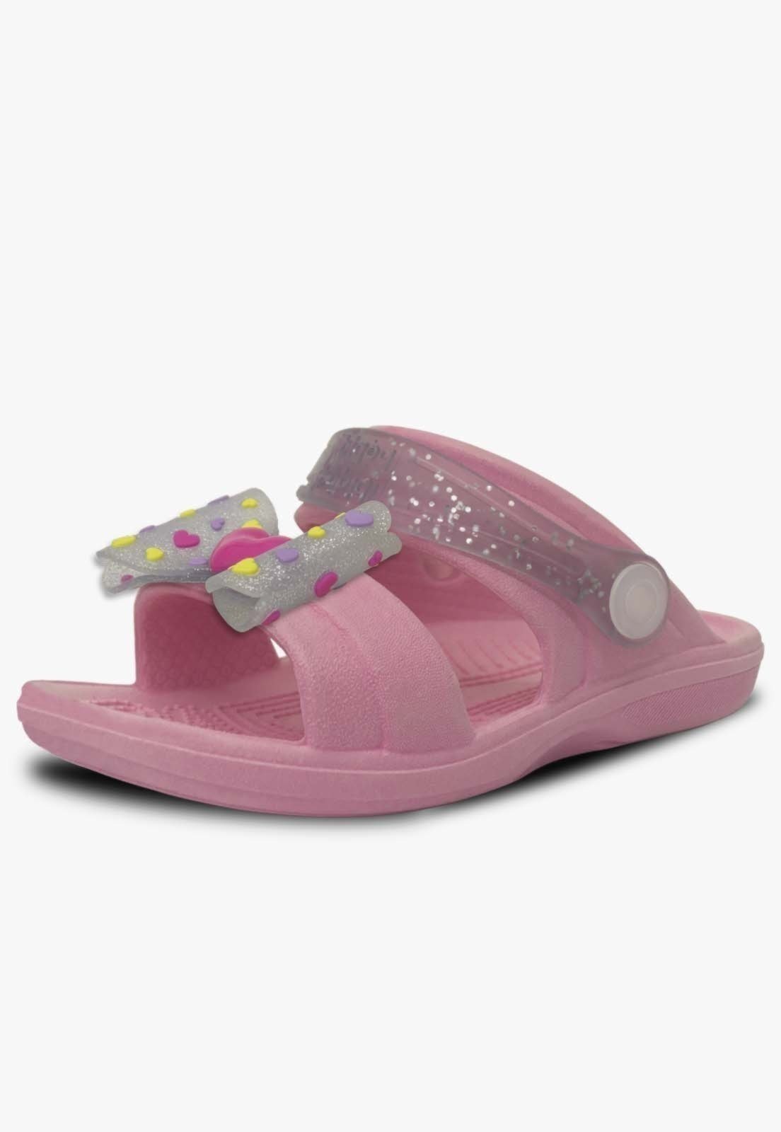 Vista 2 Infantil - Sandalia Papete Feminina Pópidi Babuche Menina Laço Pópidí rosa