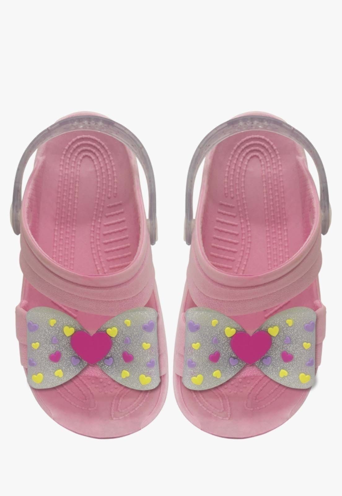 Vista 3 Infantil - Sandalia Papete Feminina Pópidi Babuche Menina Laço Pópidí rosa
