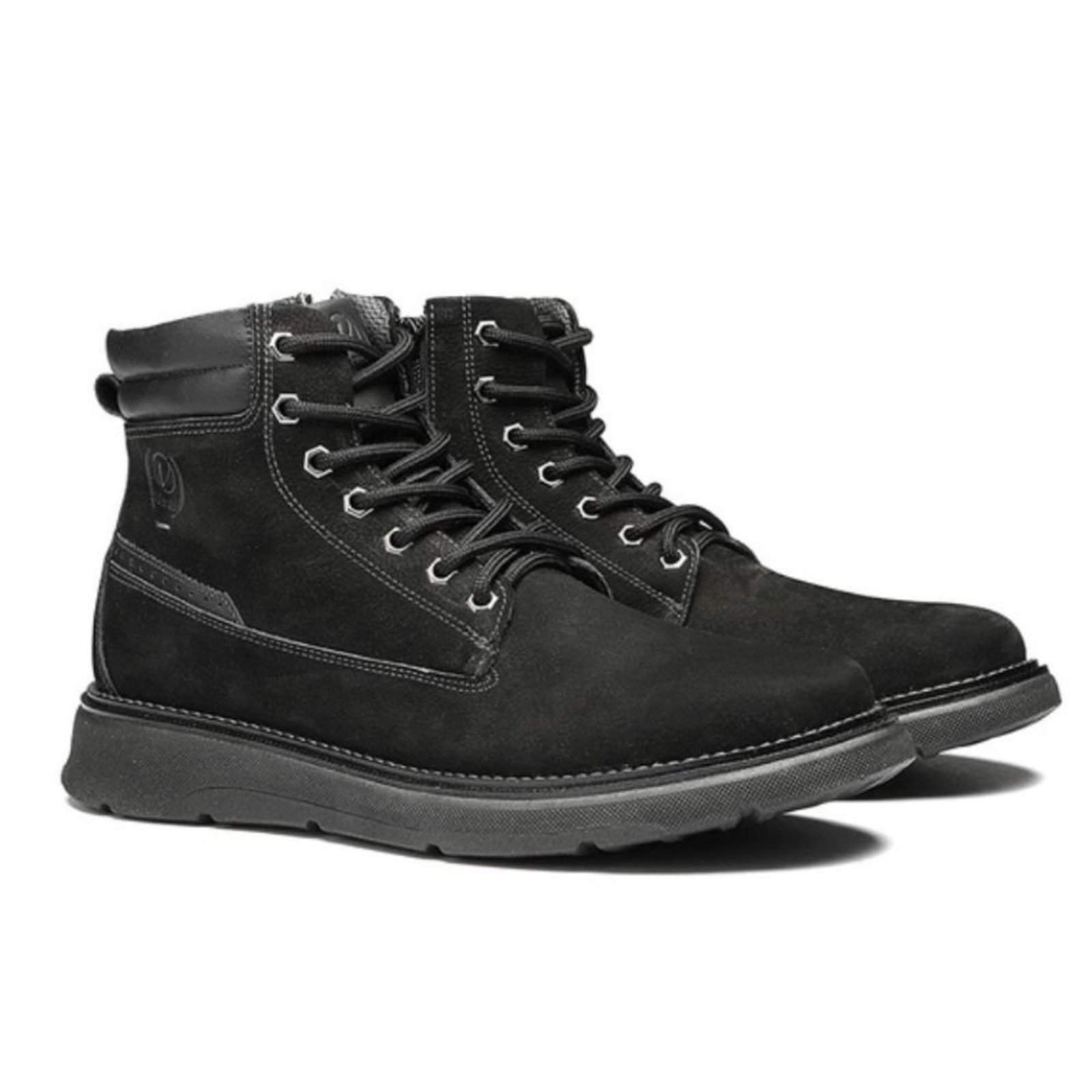 Bota Masculina Sneaker Boot VNT Couro Legítimo Zíper Lateral Preto