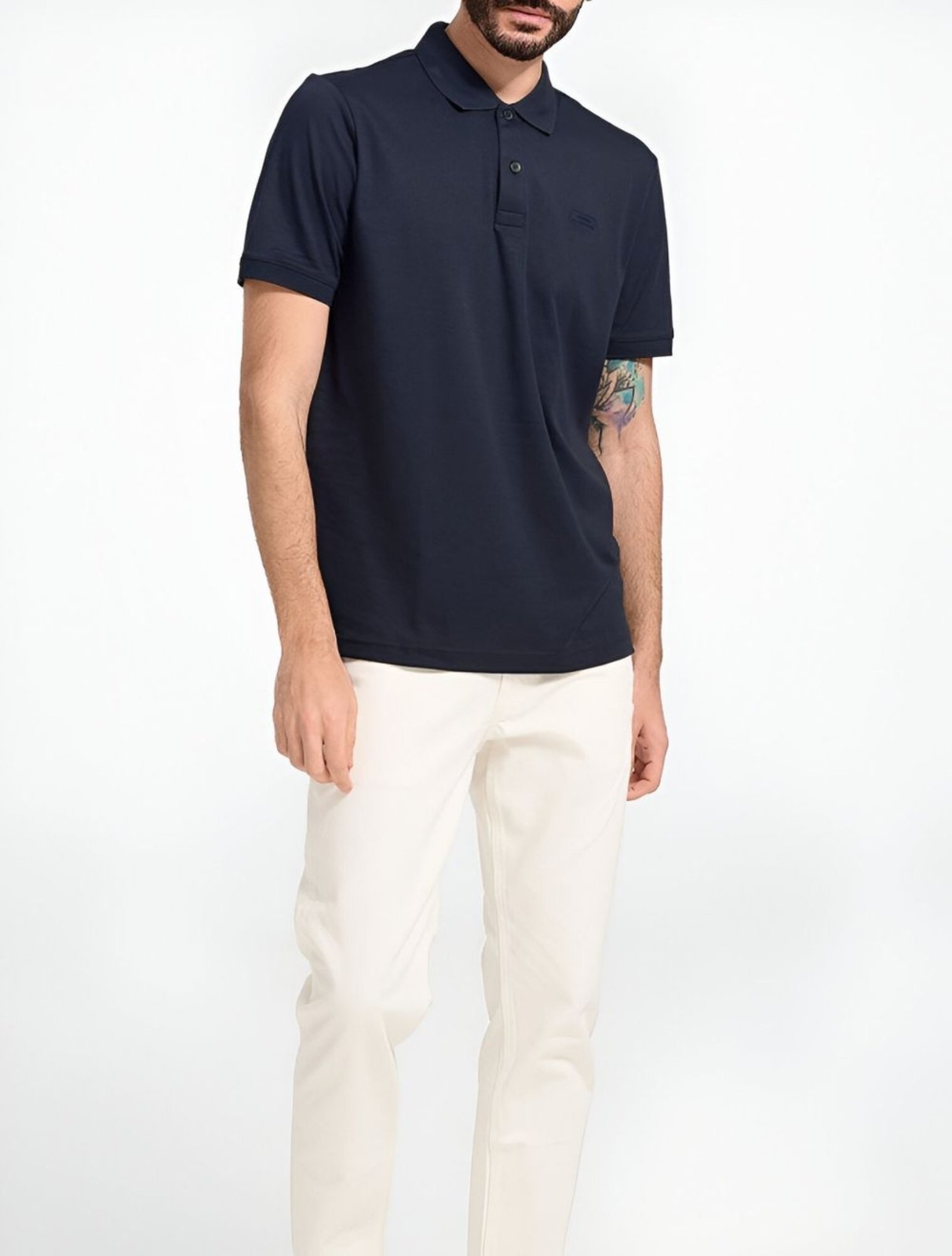 Polo Masculina Manga Curta Smooth Calvin Klein – Preto CKS Premium Label